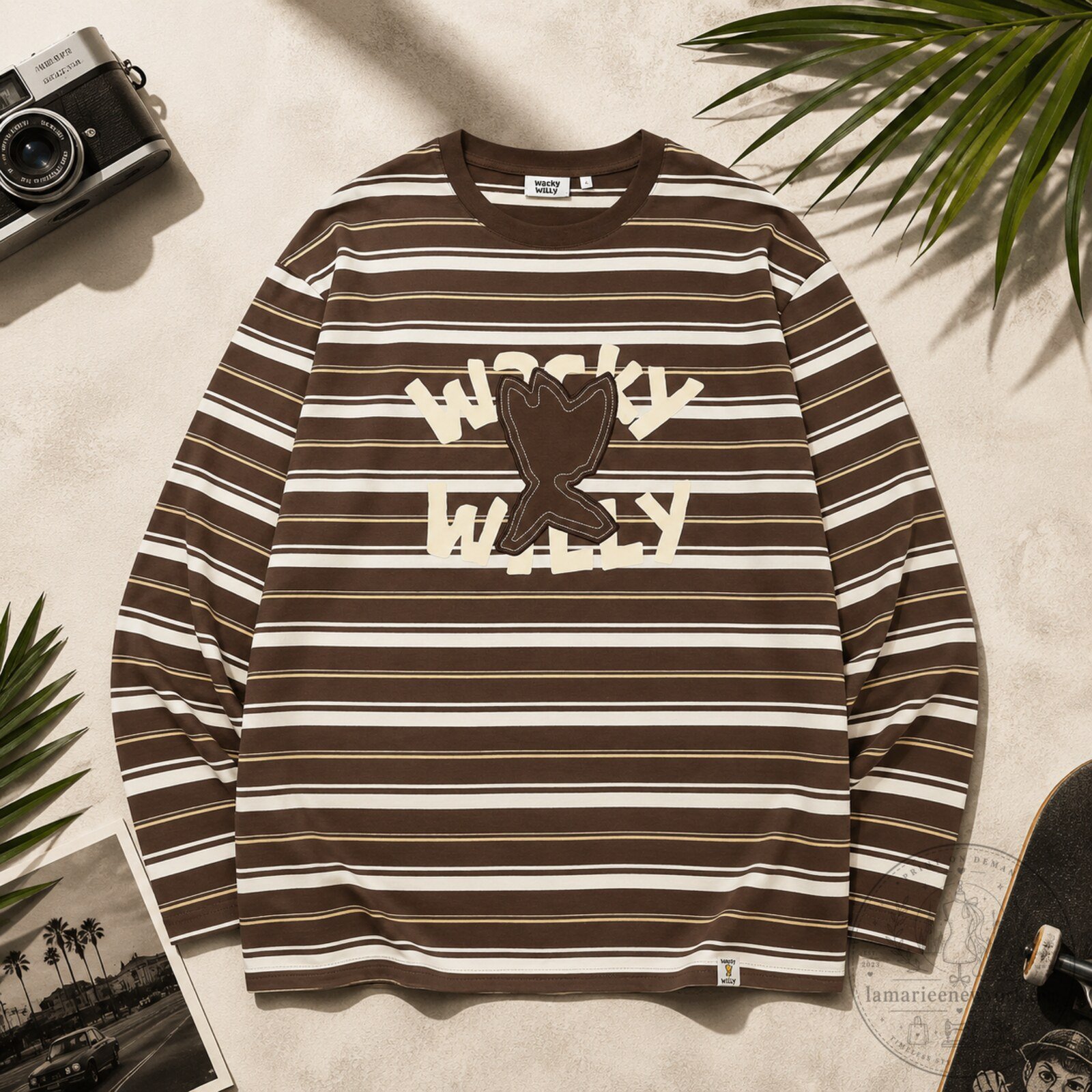 Jimin BTS Wacky Willy One Point Stripe Long Sleeve Shirt 5 Jimin BTS Wacky Willy One Point Stripe Long Sleeve Shirt