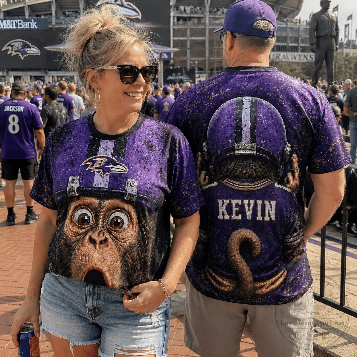 Baltimore Ravens Fan Funny Monkey Helmet Design T-Shirt for Football Lovers