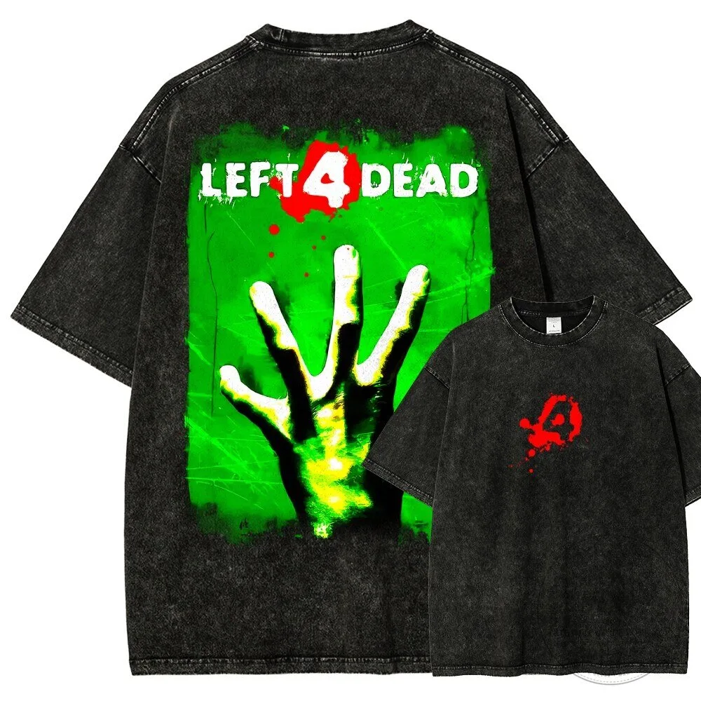 Washed Black Graphic Tee featuring Left 4 Dead Video Game Logo