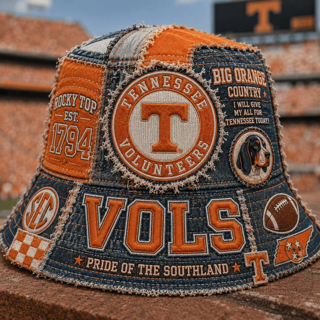 Tennessee Volunteers Patchwork Bucket Hat Big Orange Country College Football Tennessee Volunteers Patchwork Bucket Hat Big Orange Country College Football