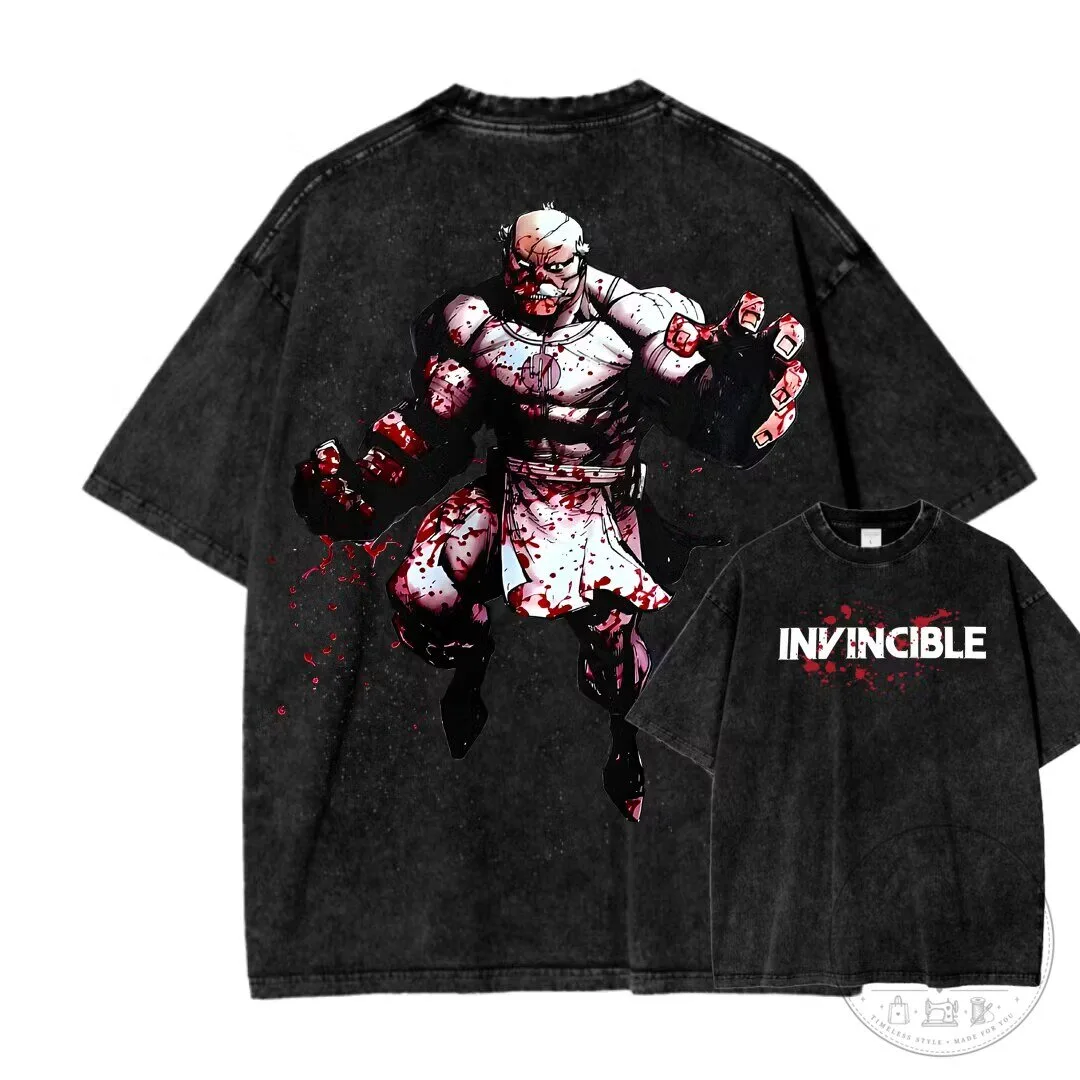 Invincible Atom Eve Bloody Monster Washed Black Graphic T-Shirt