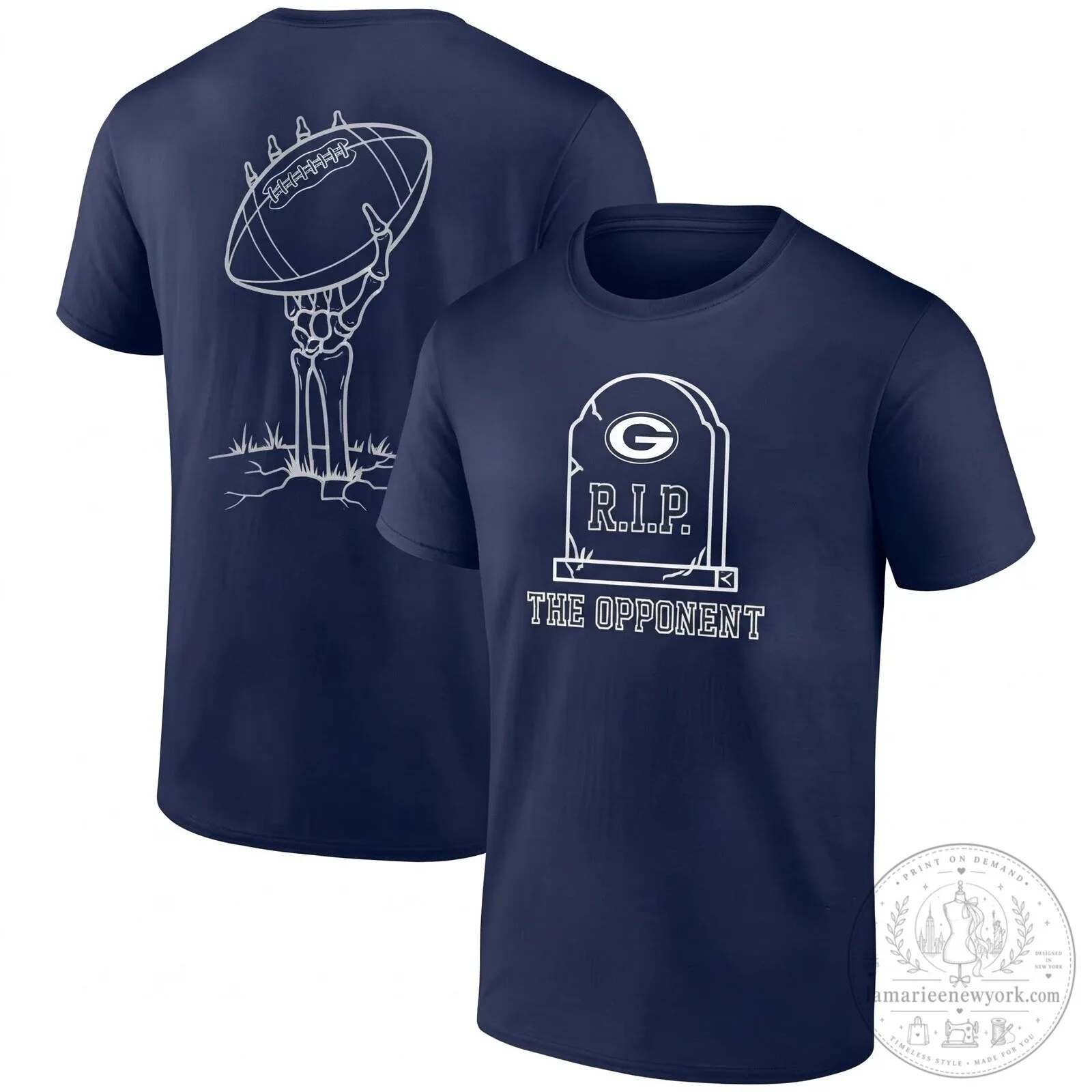 Green Bay Packers Halloween Skeleton Football Tombstone Black T-Shirt 6 Green Bay Packers Halloween Skeleton Football Tombstone Black T-Shirt