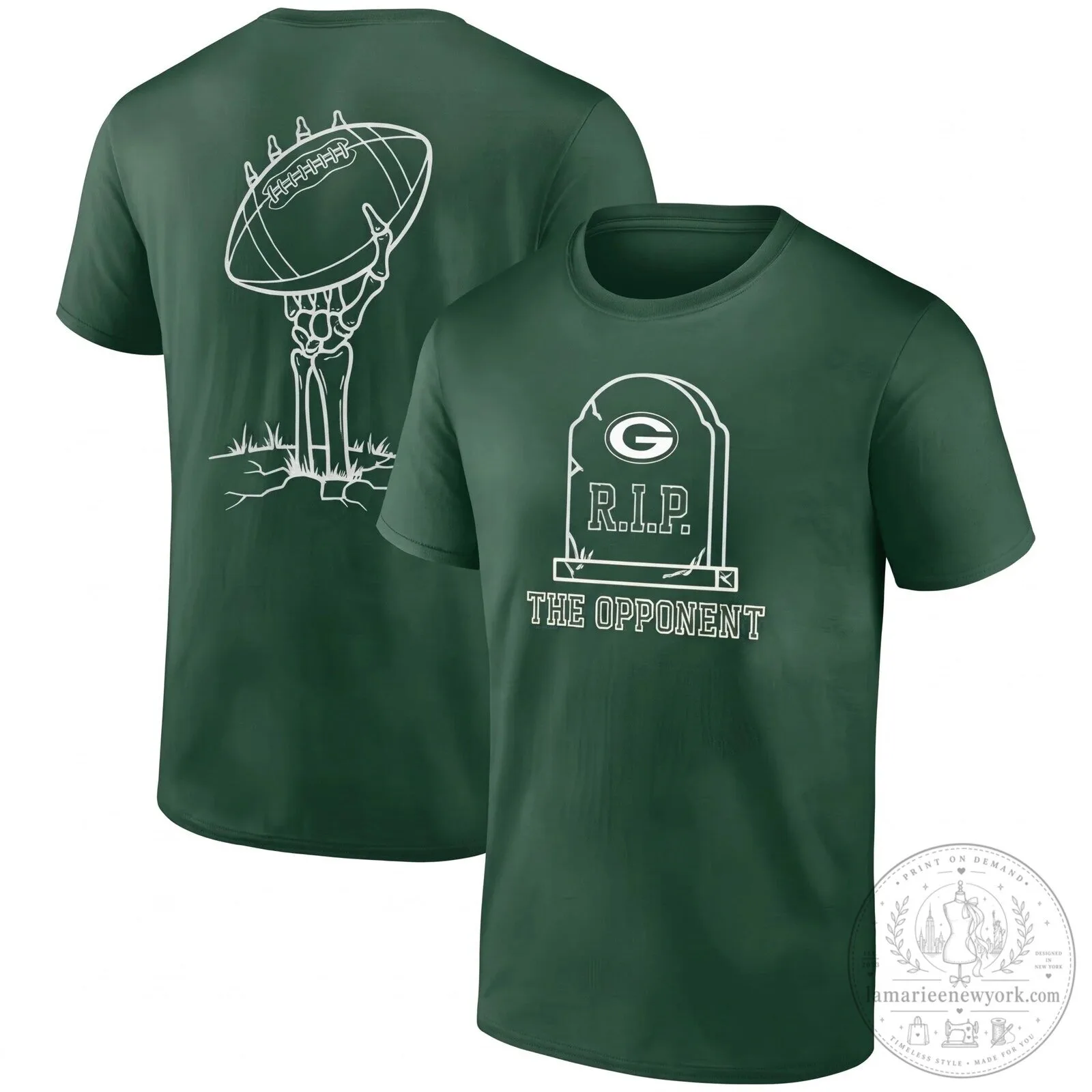 Green Bay Packers Halloween Skeleton Football Tombstone Black T-Shirt 7 Green Bay Packers Halloween Skeleton Football Tombstone Black T-Shirt