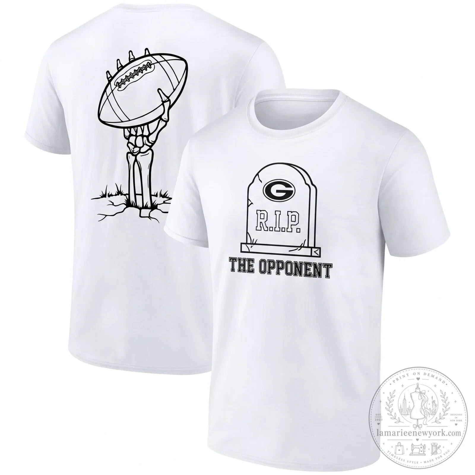 Green Bay Packers Halloween Skeleton Football Tombstone Black T-Shirt 9 Green Bay Packers Halloween Skeleton Football Tombstone Black T-Shirt