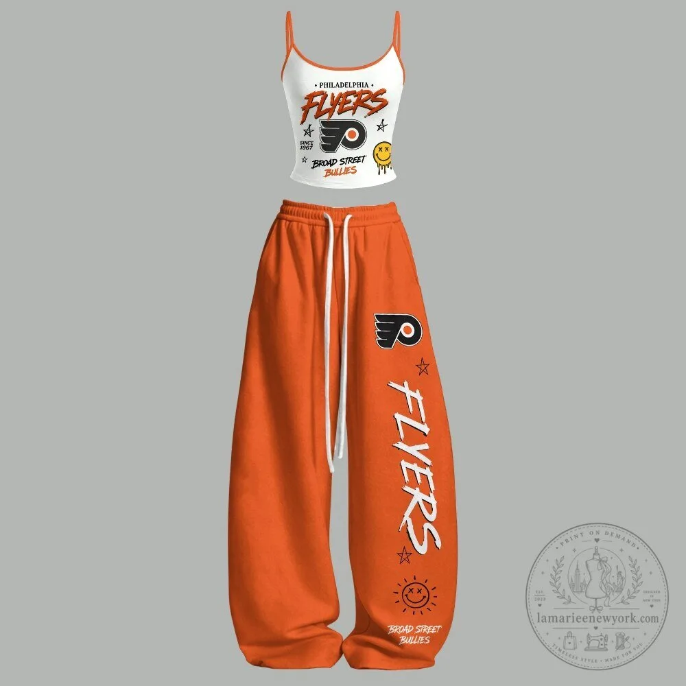 Women's Set of Pants and Tank Top Inspired by Philadelphia Flyers Broad Street Bullies