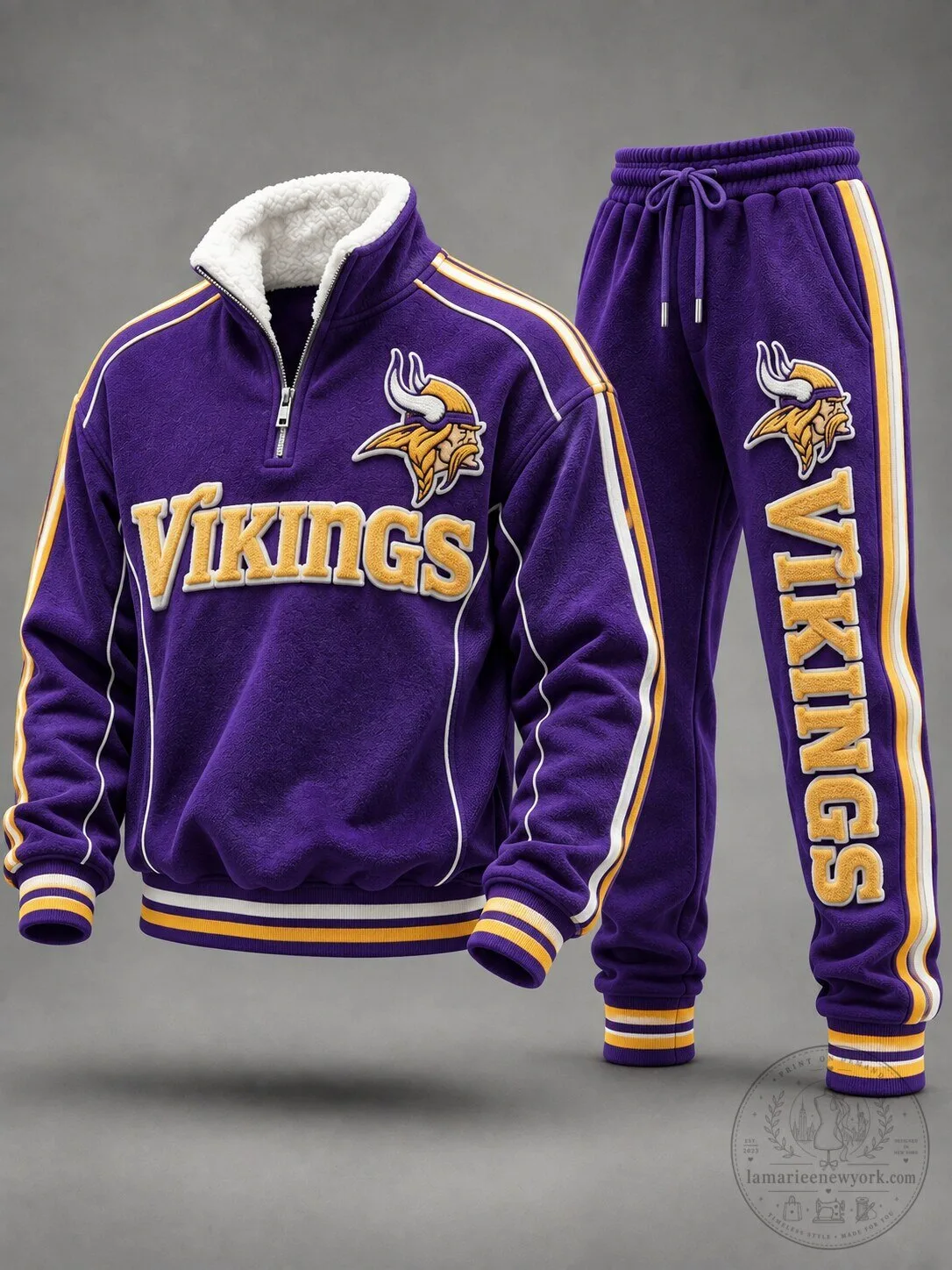 Minnesota Vikings Quarter Zip Pullover Sweatshirt and Jogger Pants Tracksuit Set