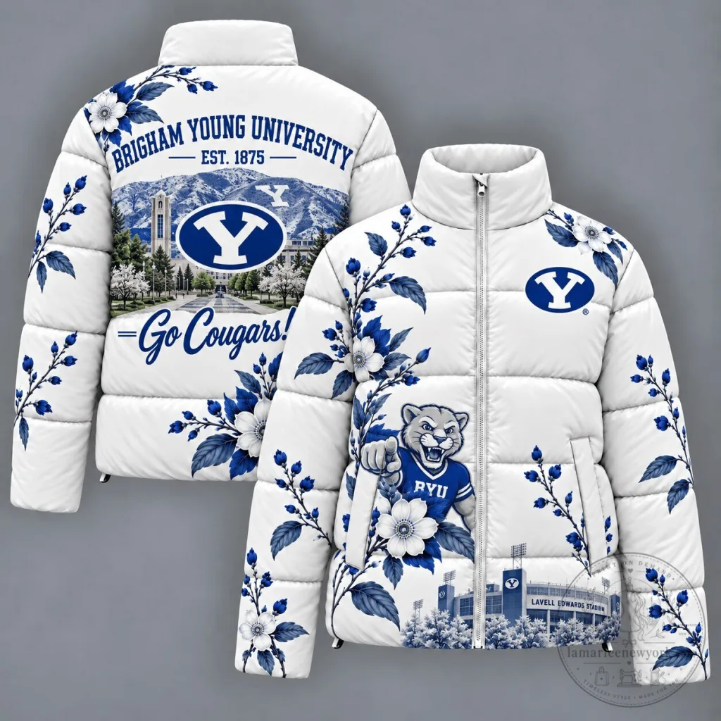 Brigham Young University Cougars Football Mascot Puffer Jacket Brigham Young University Cougars Football Mascot Puffer Jacket