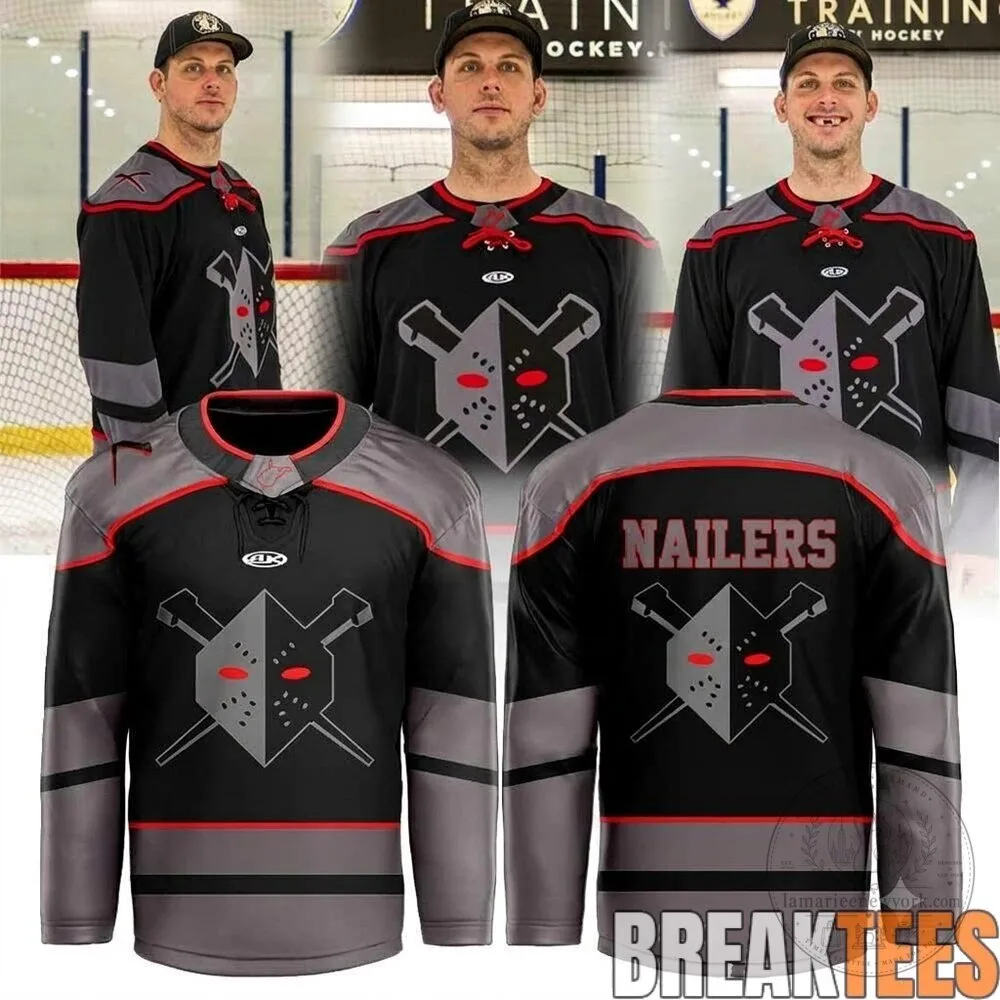 Wheeling Nailers Black and Gray Friday the 13th Goalie Mask Hockey Jersey