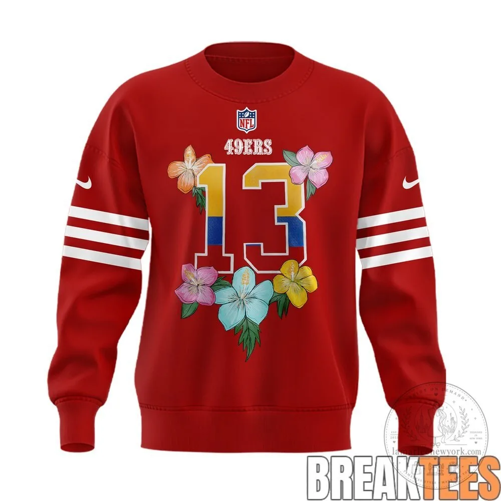 San Francisco 49ers Karol G Number 13 Viajando Por El Mundo Red Sweatshirt 4 San Francisco 49ers Karol G Number 13 Viajando Por El Mundo Red Sweatshirt