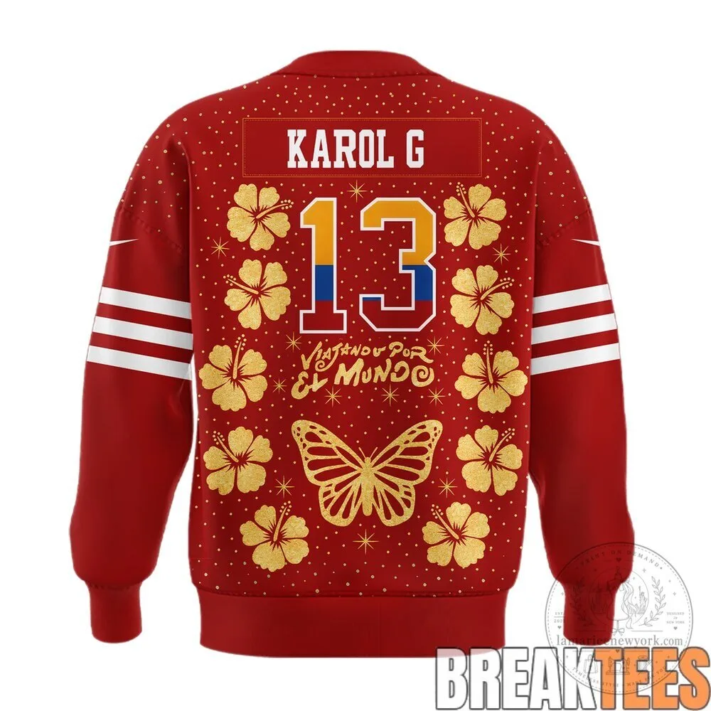 San Francisco 49ers Karol G Number 13 Viajando Por El Mundo Red Sweatshirt 5 San Francisco 49ers Karol G Number 13 Viajando Por El Mundo Red Sweatshirt
