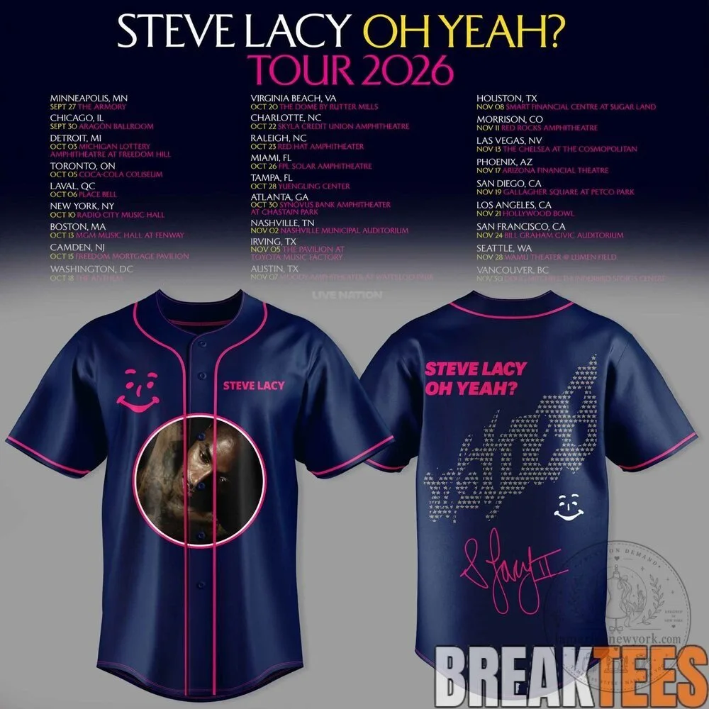 Steve Lacy Oh Yeah Tour 2026 Concert Dates Baseball Jersey