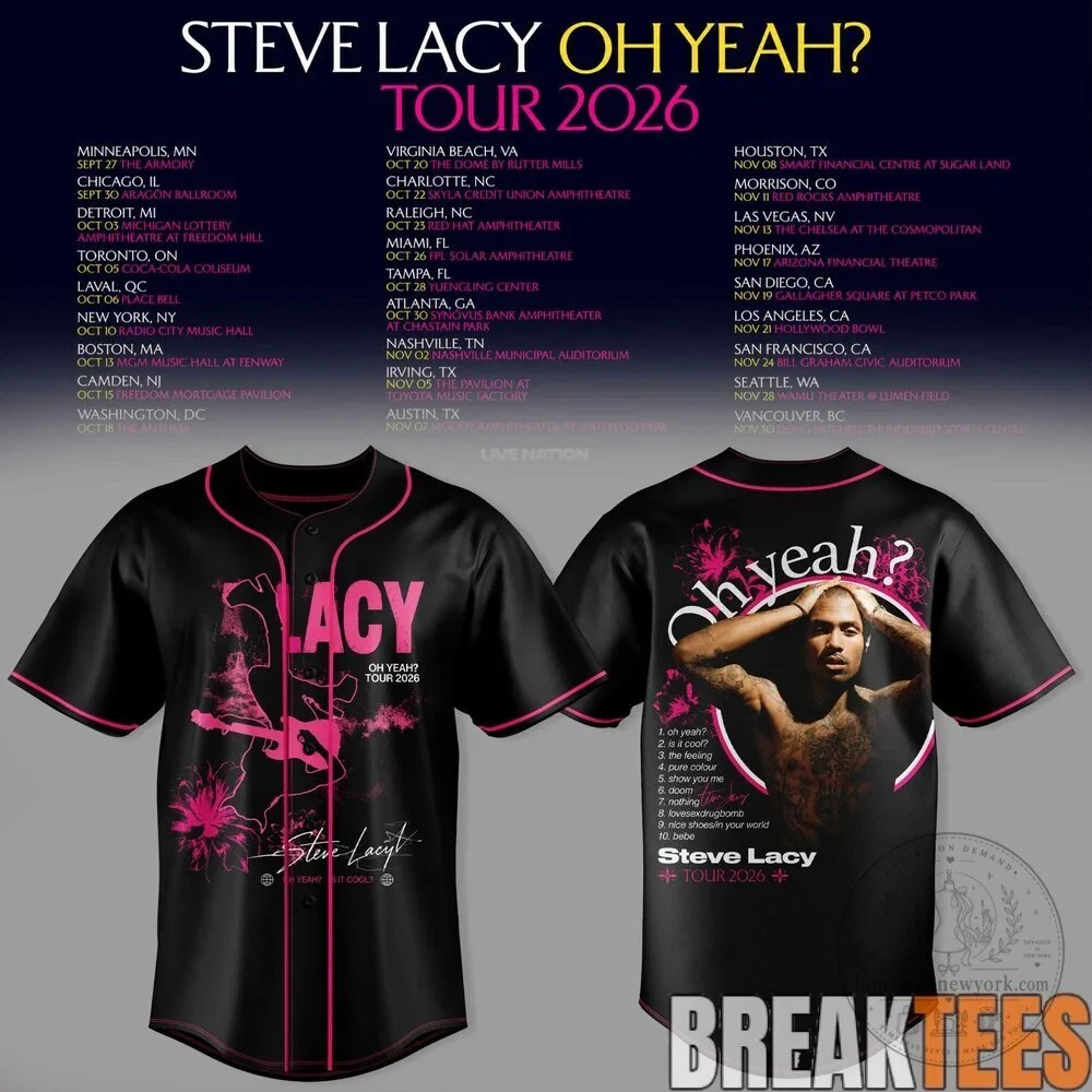 Steve Lacy Oh Yeah Tour 2026 Concert Dates Baseball Jersey 5 Steve Lacy Oh Yeah Tour 2026 Concert Dates Baseball Jersey
