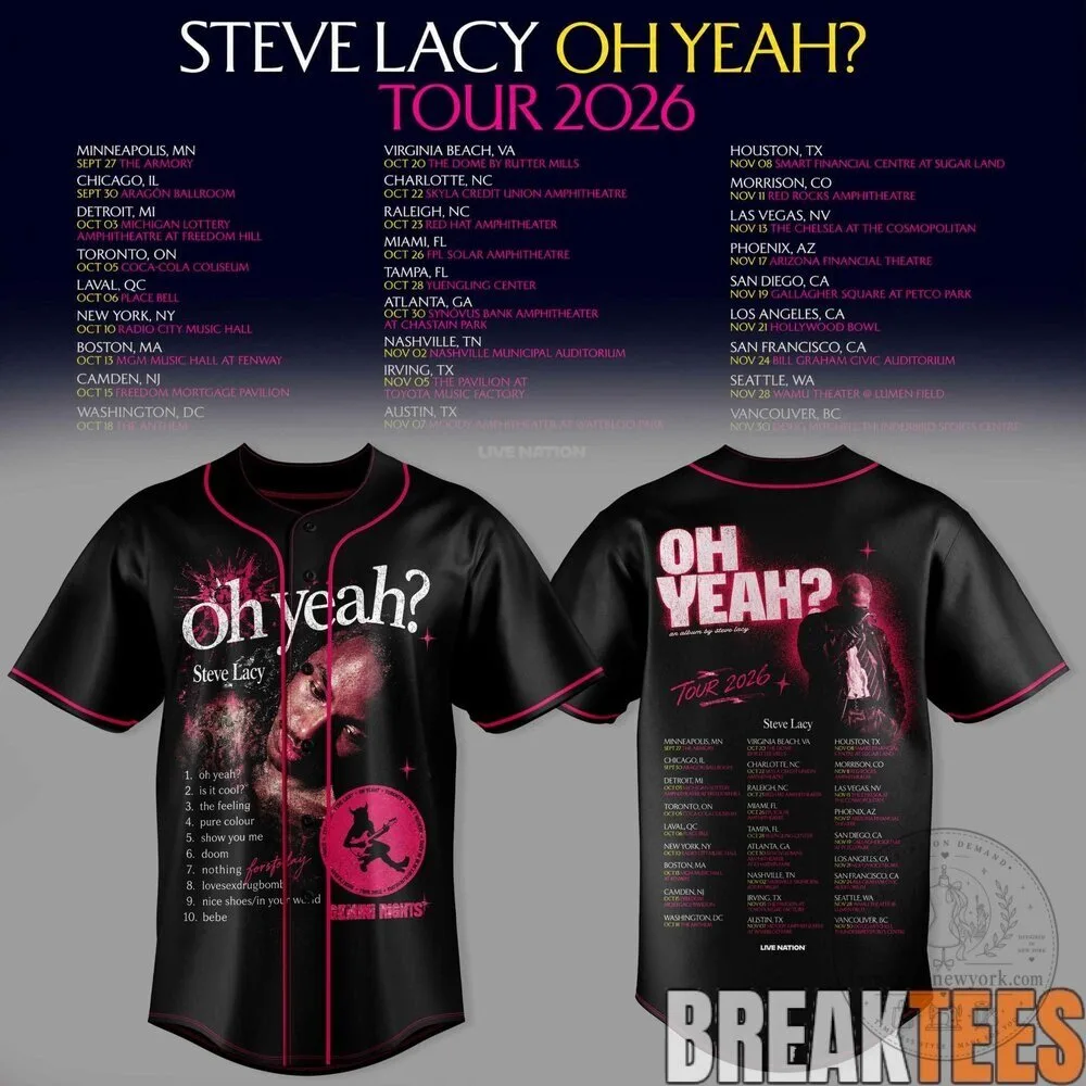 Steve Lacy Oh Yeah Tour 2026 Concert Dates Baseball Jersey 7 Steve Lacy Oh Yeah Tour 2026 Concert Dates Baseball Jersey