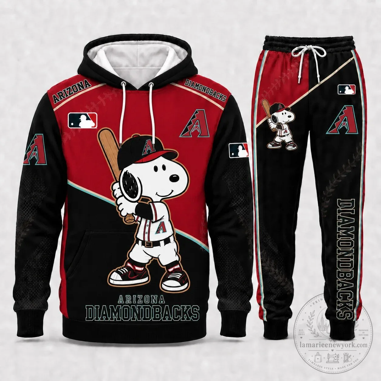 Arizona Diamondbacks Snoopy Baseball Player Hoodie and Sweatpants Set