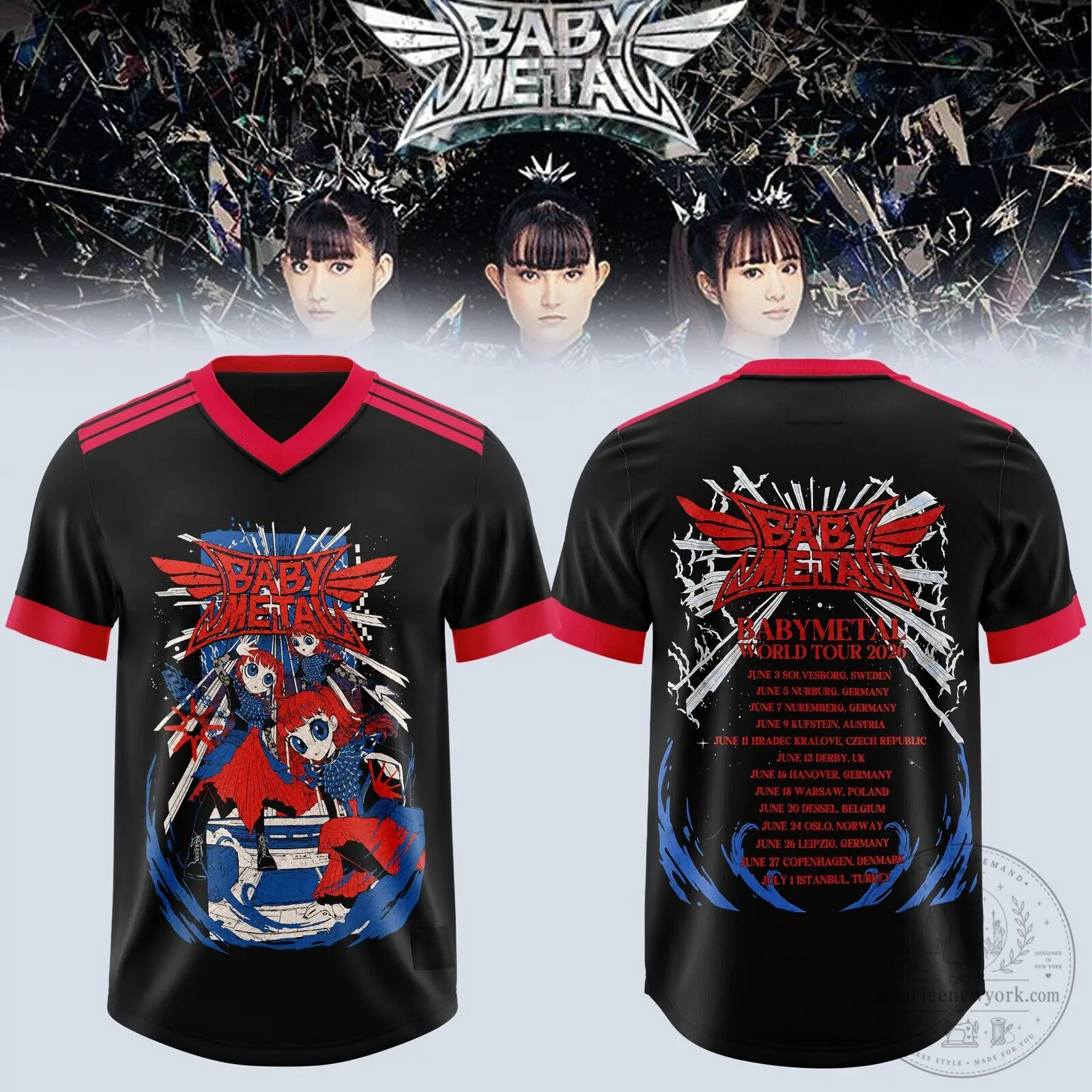 Babymetal World Tour 2026 All-Over Print Football Jersey