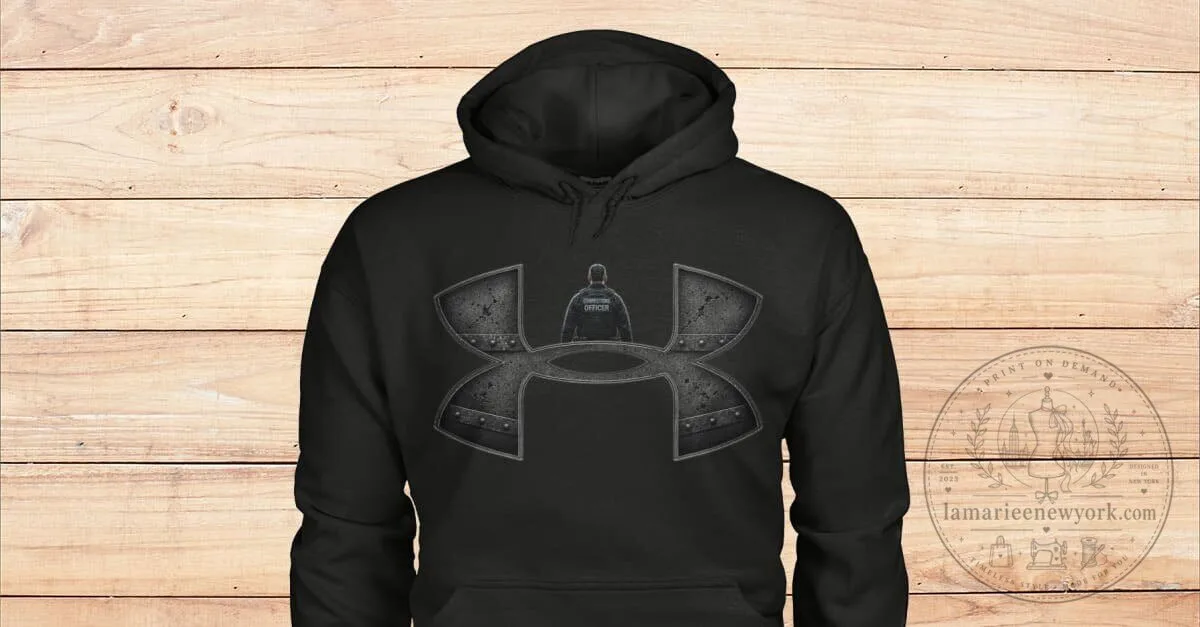 Correctional Officer Under Armour Style Black Pullover Hoodie