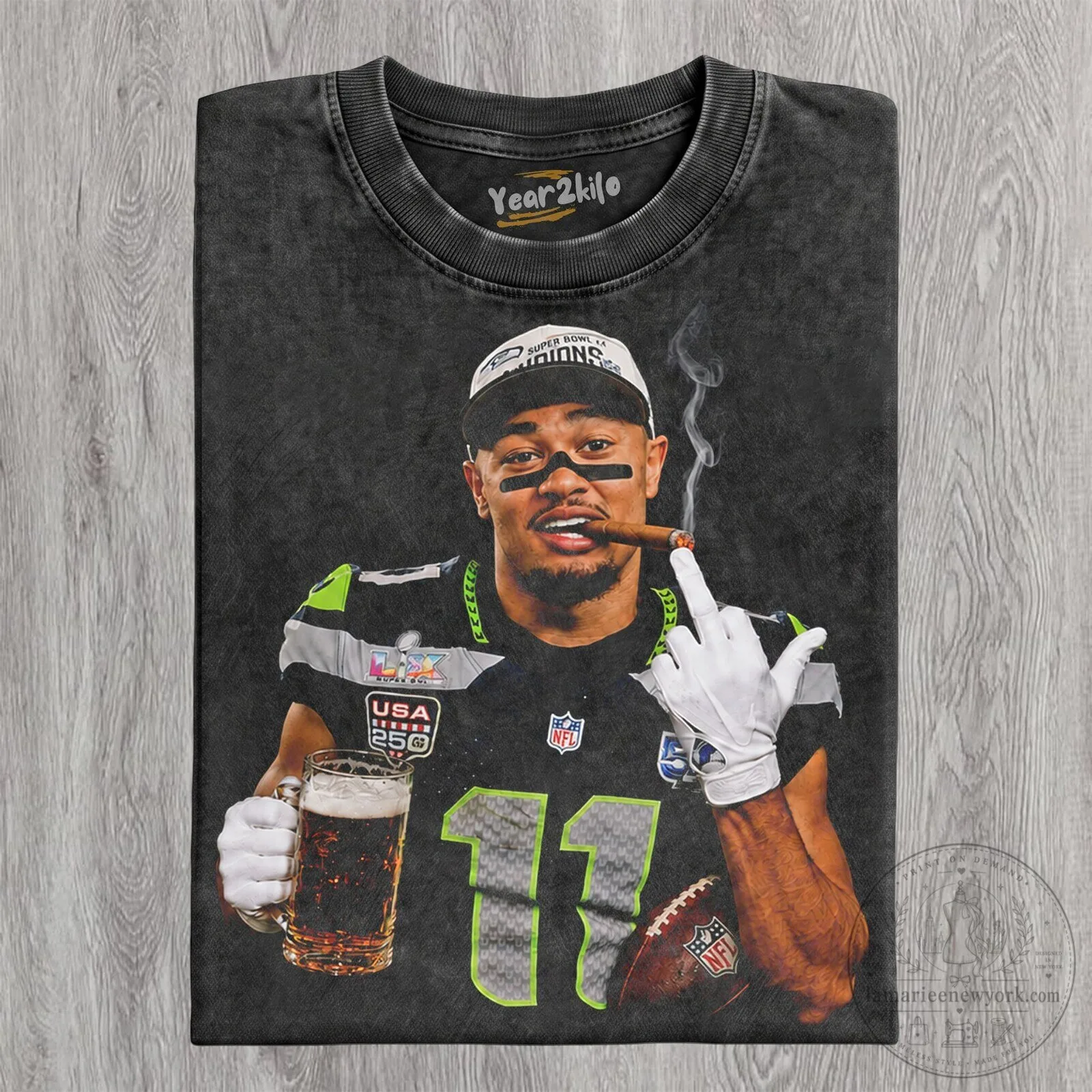 Jaxon Smith-Njigba Football Player Smoking Cigar T-Shirt