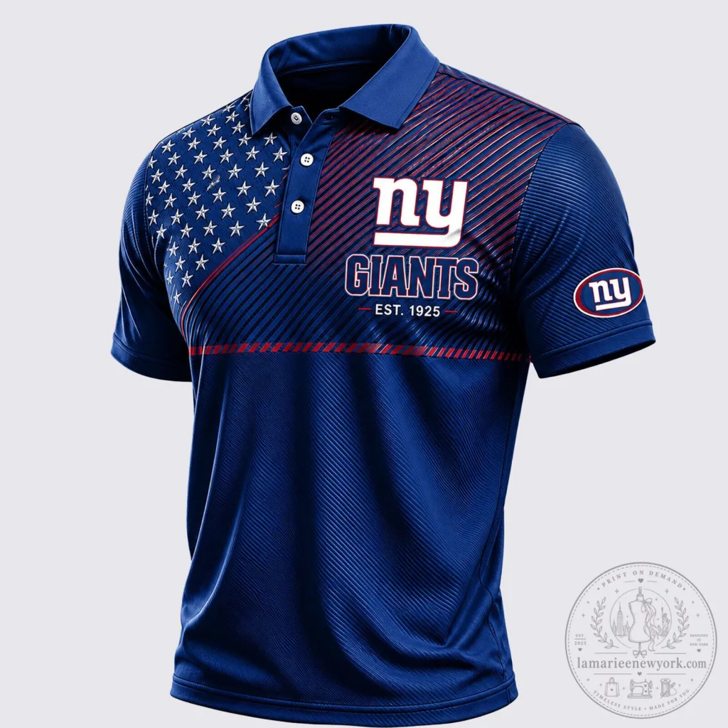 New York Giants Stars and Stripes Patriotic American Flag Polo Shirt New York Giants Stars and Stripes Patriotic American Flag Polo Shirt