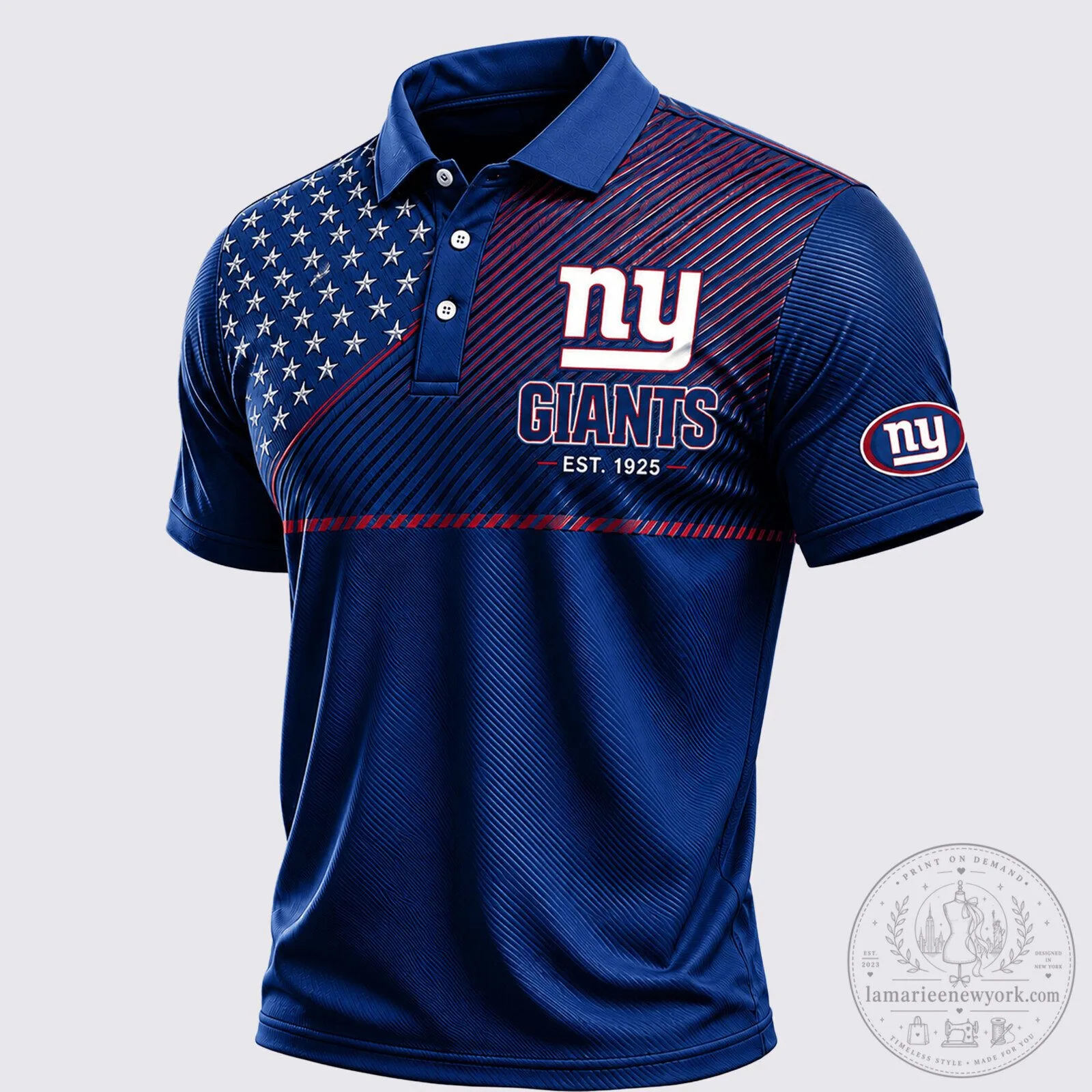 New York Giants Stars and Stripes Patriotic American Flag Polo Shirt