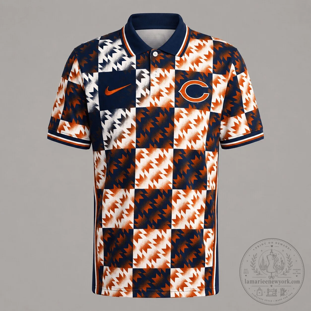 Chicago Bears NFL Men's Retro Geometric Pattern Polo Shirt