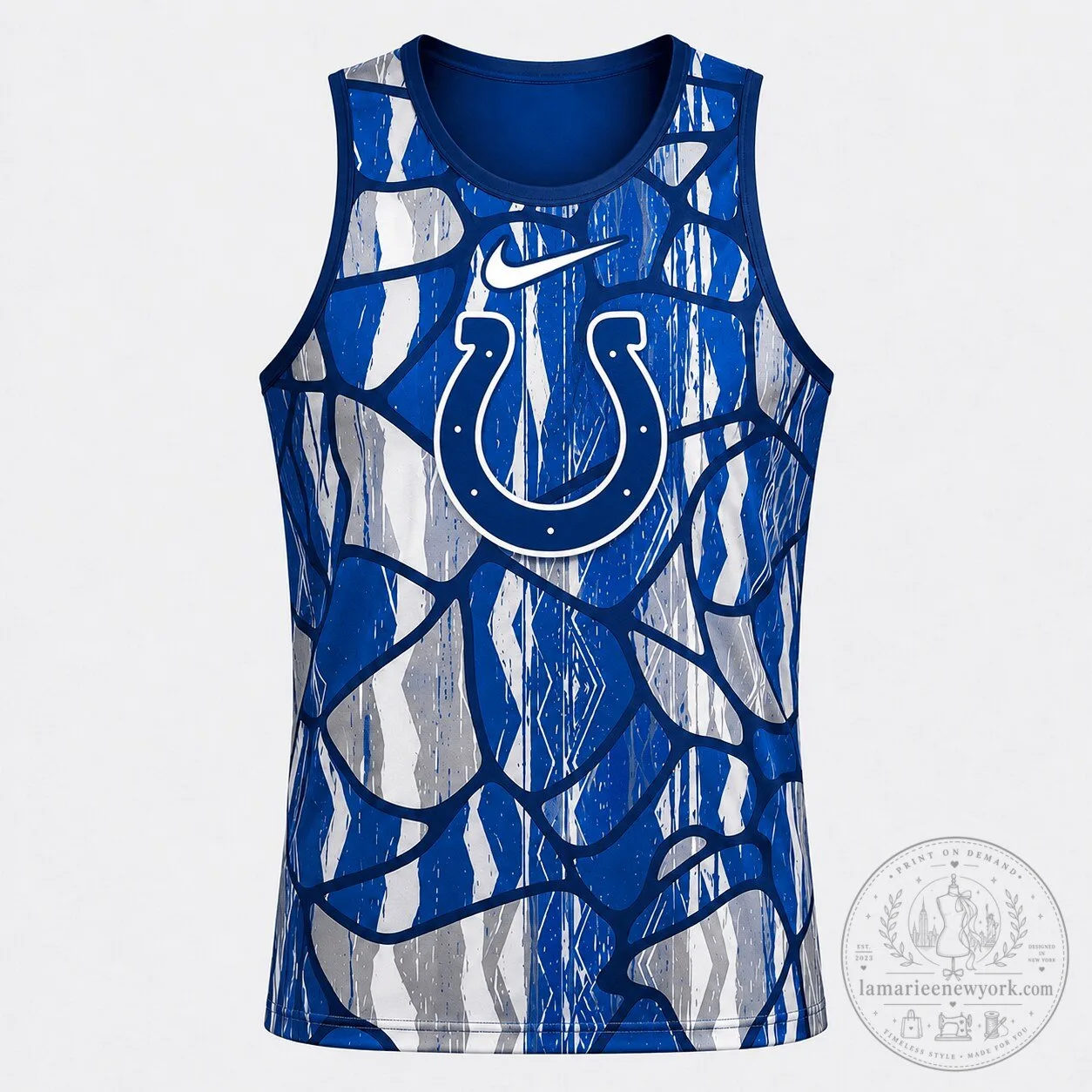 Indianapolis Colts Football Team Blue Abstract Pattern Tank Top