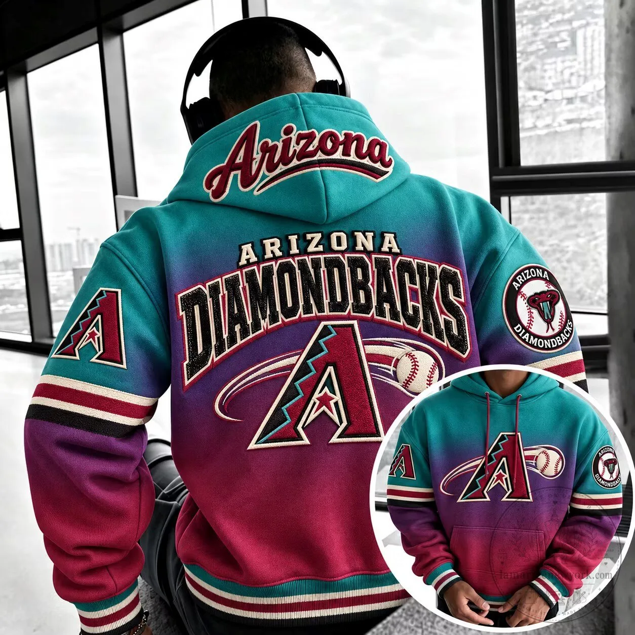 Arizona Diamondbacks Baseball Team Gradient Hoodie