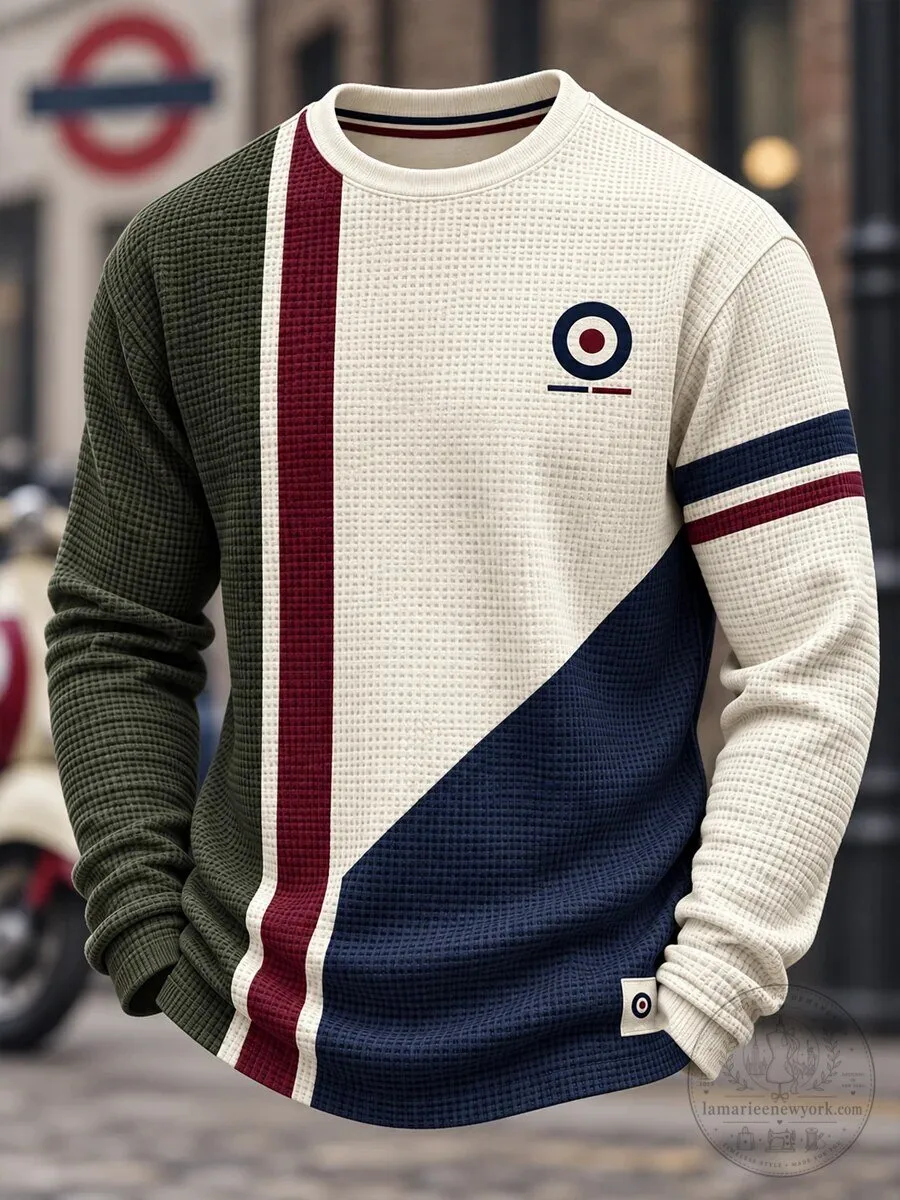 British Mod Target Roundel Waffle Knit Long Sleeve Sweatshirt