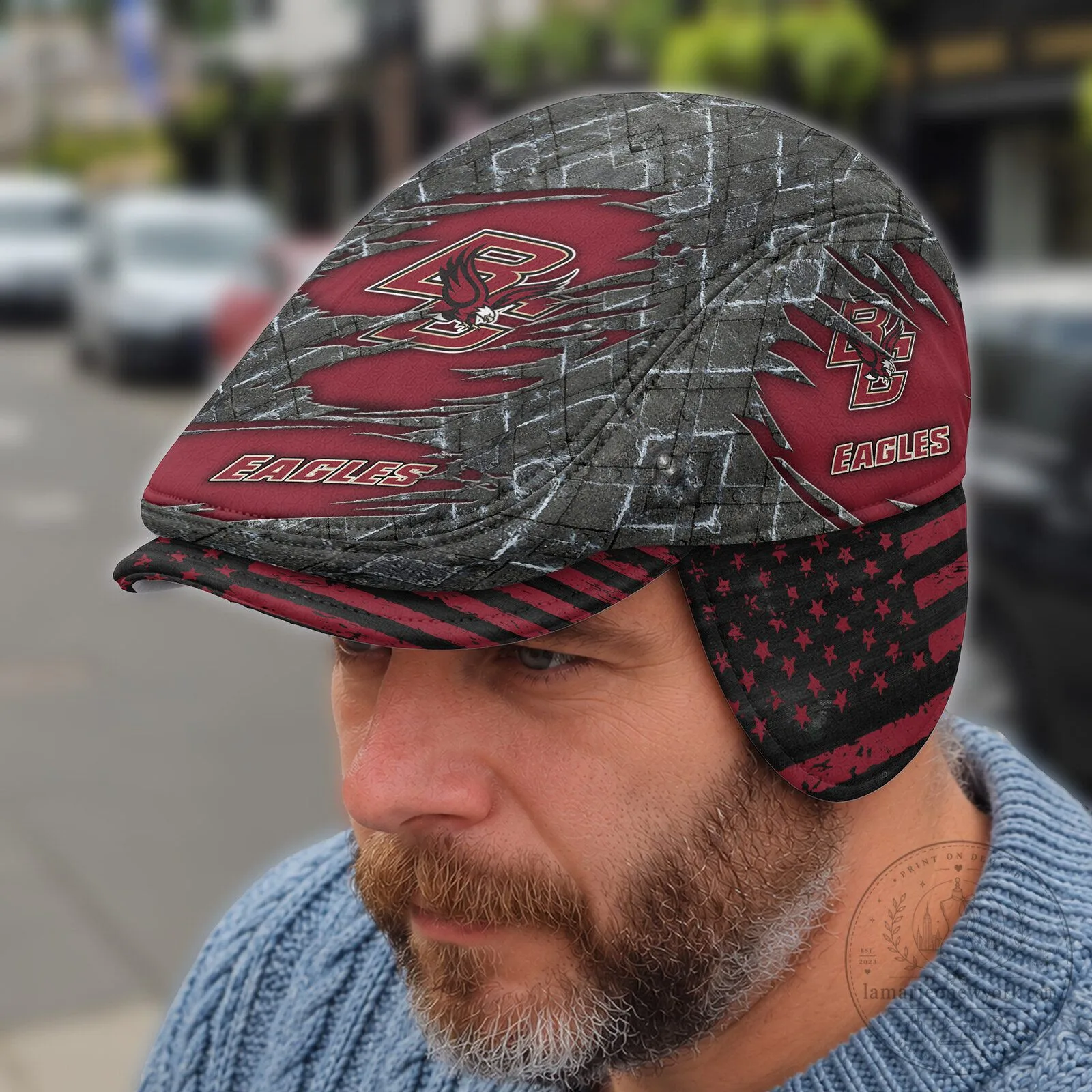 Boston College Eagles NCAA Flat Cap with Foldable Ear Flaps