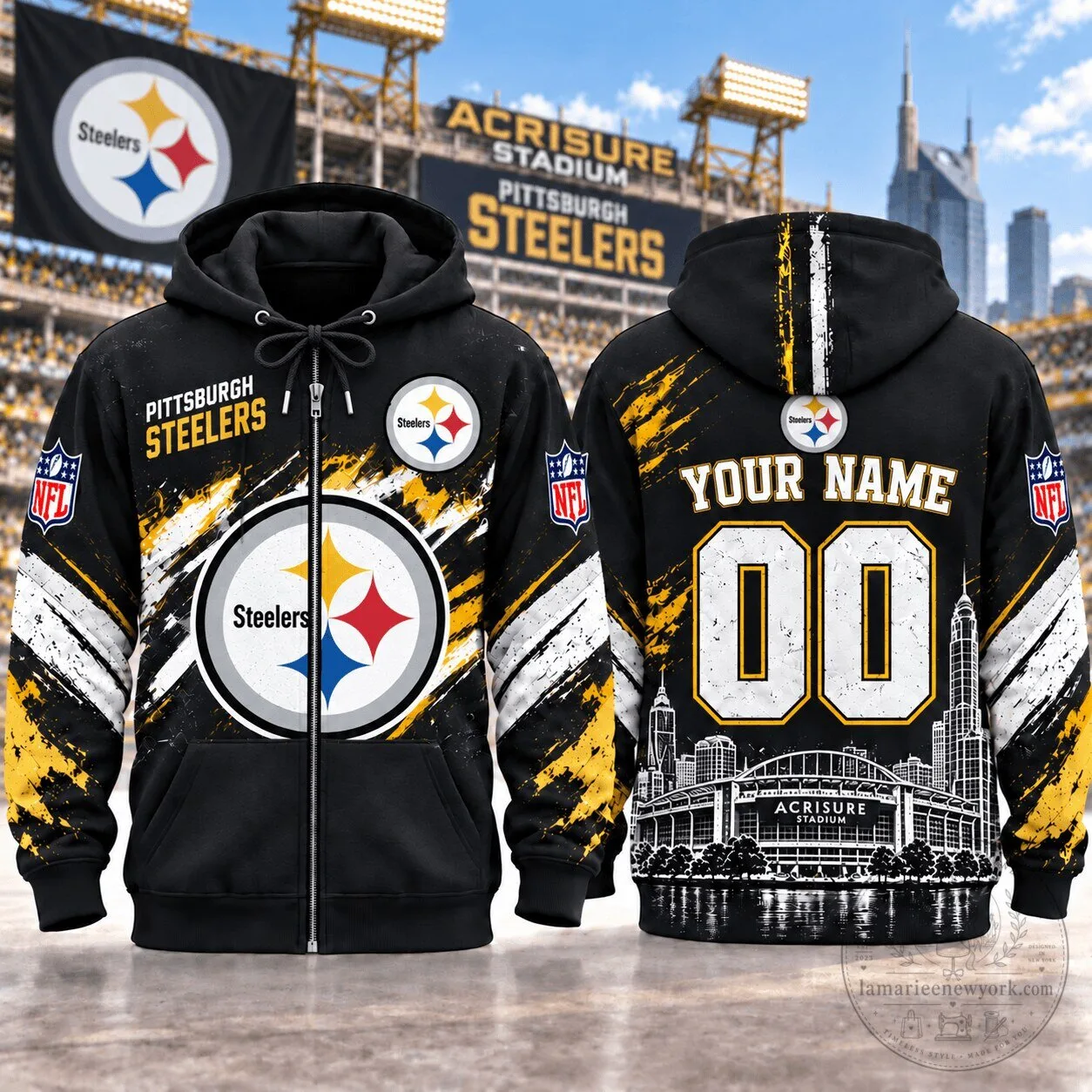 Pittsburgh Steelers Custom Name And Number Football Fan Hoodie