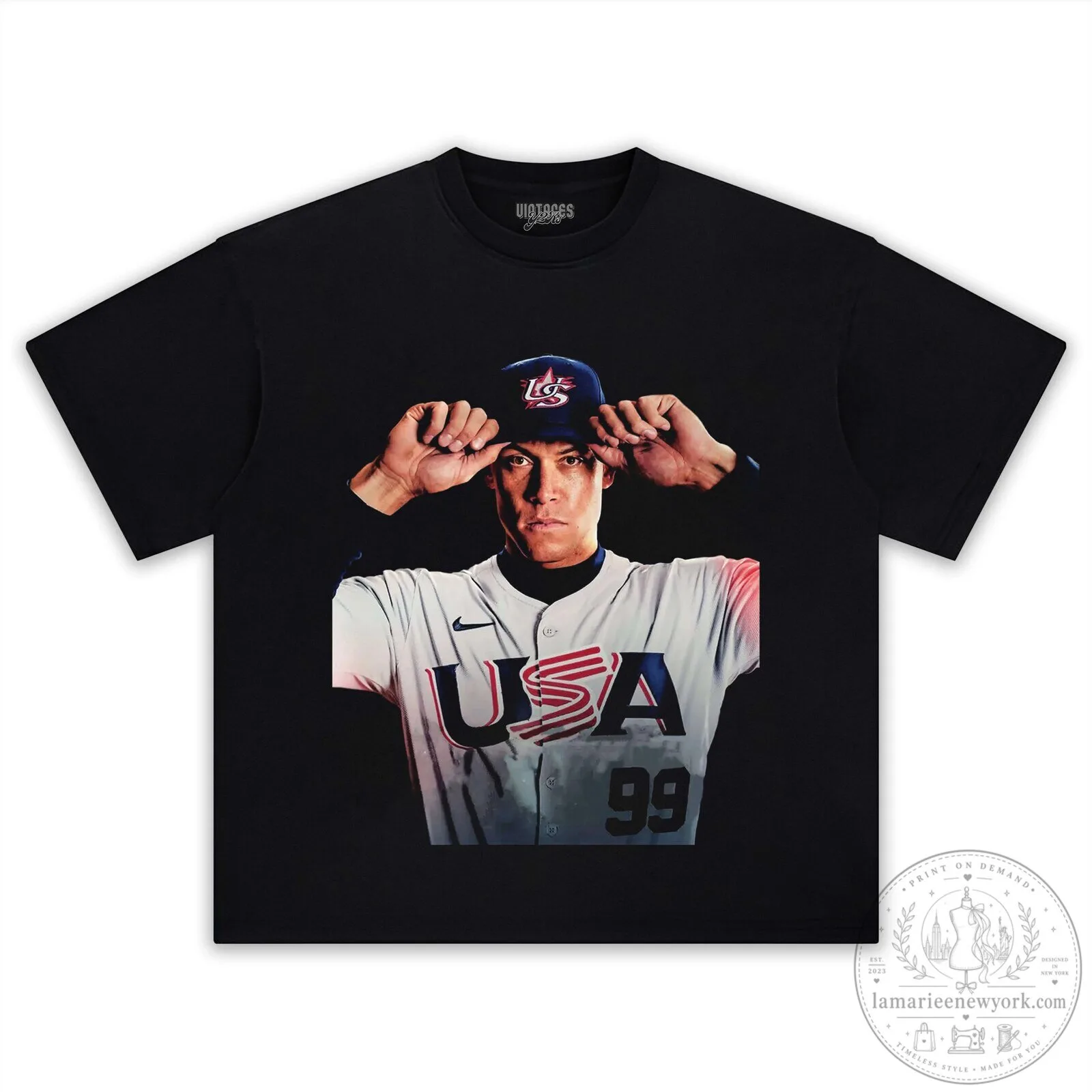 Aaron Judge USA Baseball Number 99 Graphic Black T-Shirt