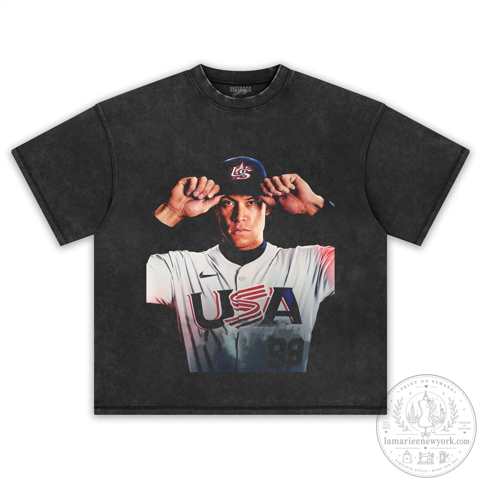 Aaron Judge USA Baseball Number 99 Graphic Black T-Shirt 7 Aaron Judge USA Baseball Number 99 Graphic Black T-Shirt