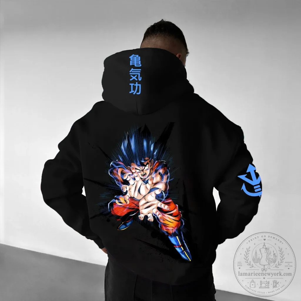 Dragon Ball Z Super Saiyan Goku Kamehameha Attack Black Unisex Hoodie