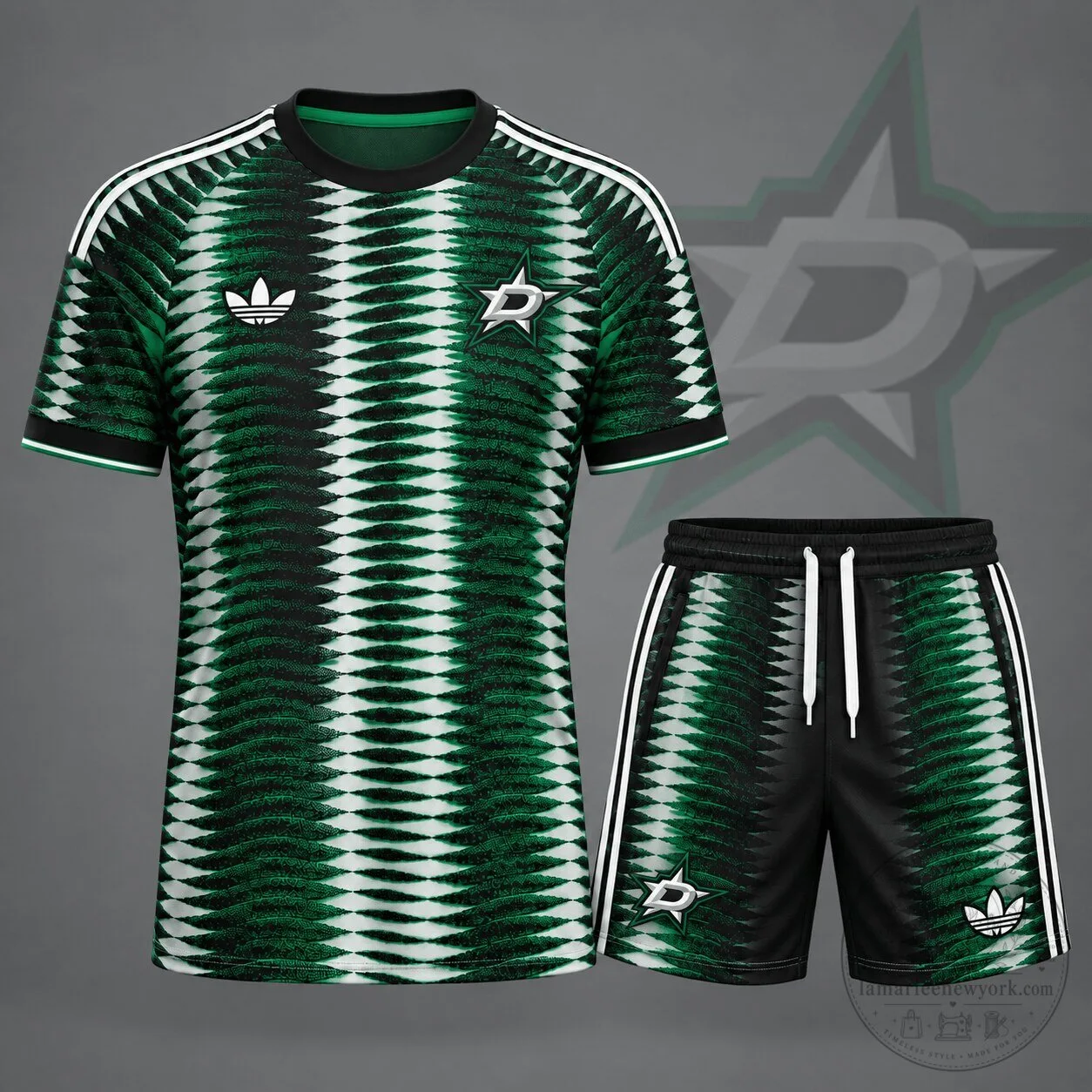 Dallas Stars Green Ripple Performance Soccer Jersey and Shorts Set