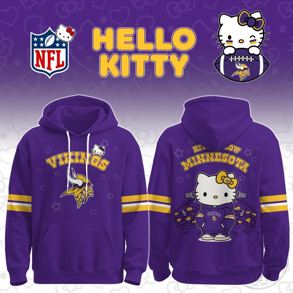 Minnesota Vikings Hello Kitty Football Team Purple Hoodie Minnesota Vikings Hello Kitty Football Team Purple Hoodie