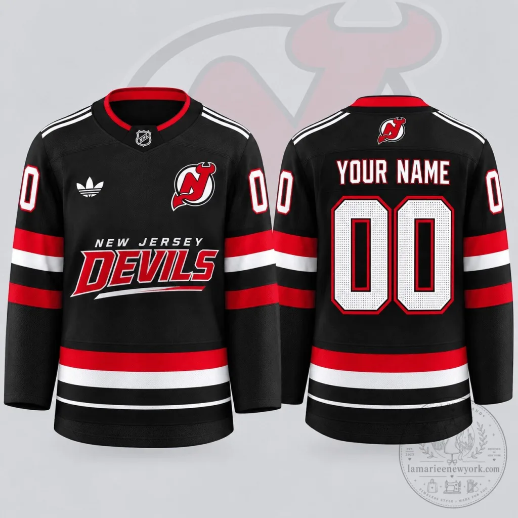 New Jersey Devils Black and Red Personalized Ice Hockey Jersey New Jersey Devils Black and Red Personalized Ice Hockey Jersey