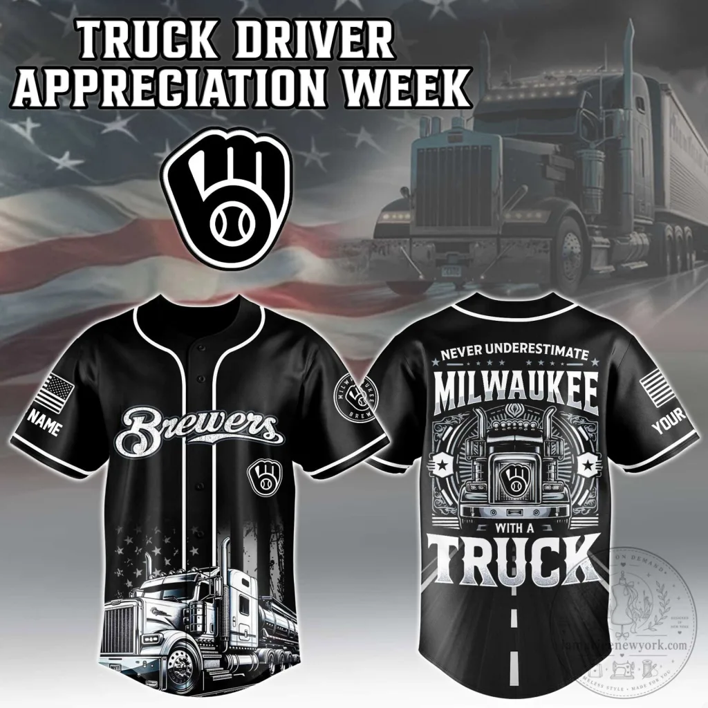 Milwaukee Brewers Baseball Truck Driver Appreciation Week Jersey Milwaukee Brewers Baseball Truck Driver Appreciation Week Jersey