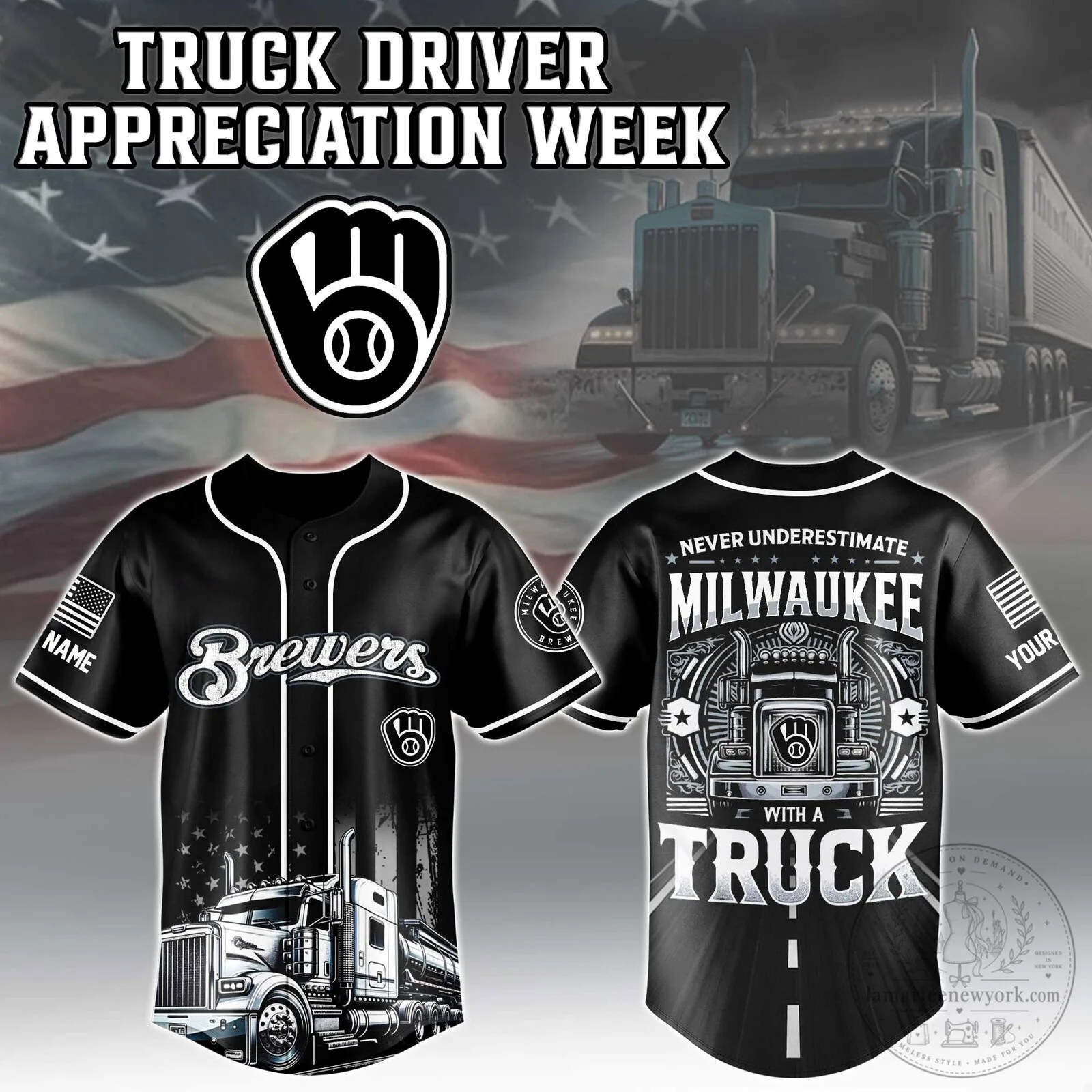 Milwaukee Brewers Baseball Truck Driver Appreciation Week Jersey