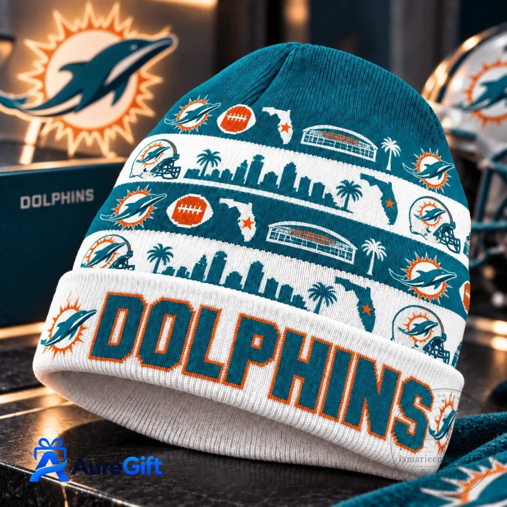 Miami Dolphins Football Team Winter Beanie Hat Miami Dolphins Football Team Winter Beanie Hat