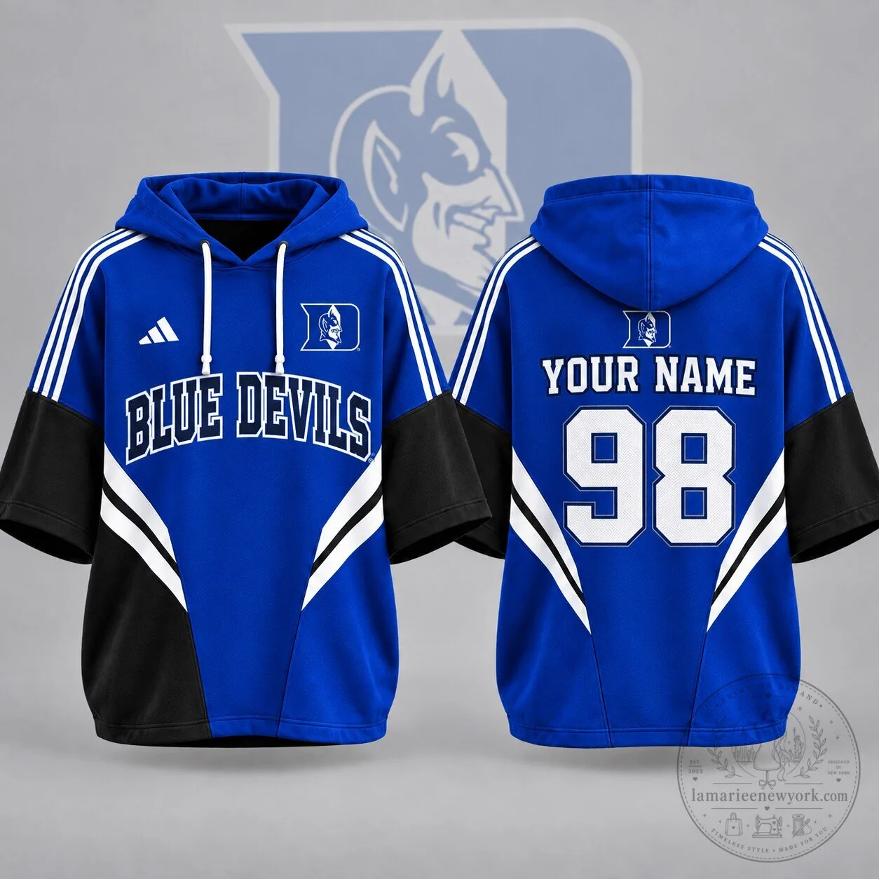 Duke Blue Devils Personalized Short Sleeve Hoodie