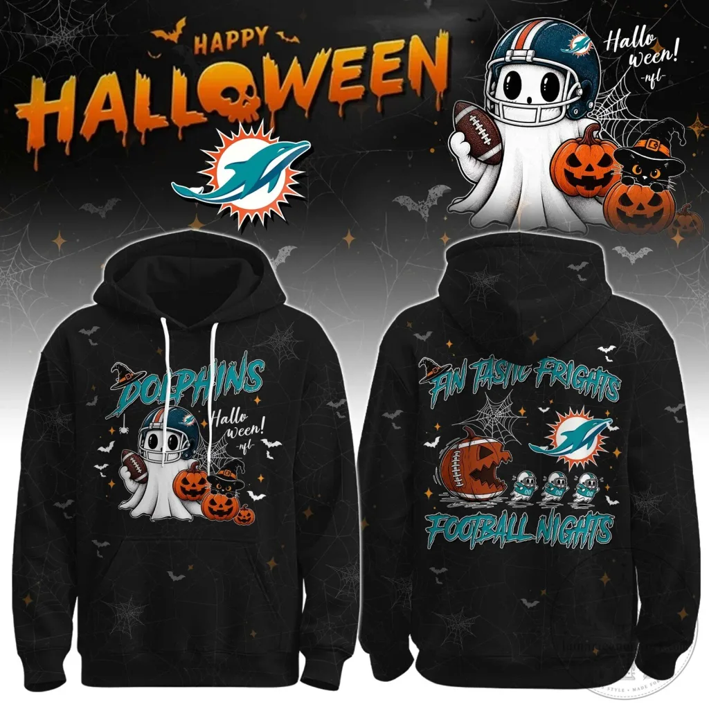 Miami Dolphins Halloween Football Nights Ghost Player Hoodie Miami Dolphins Halloween Football Nights Ghost Player Hoodie