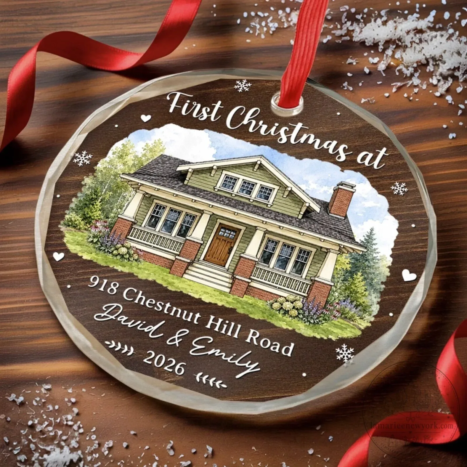 First Christmas At New Home Personalized Round Glass Ornament 6 First Christmas At New Home Personalized Round Glass Ornament