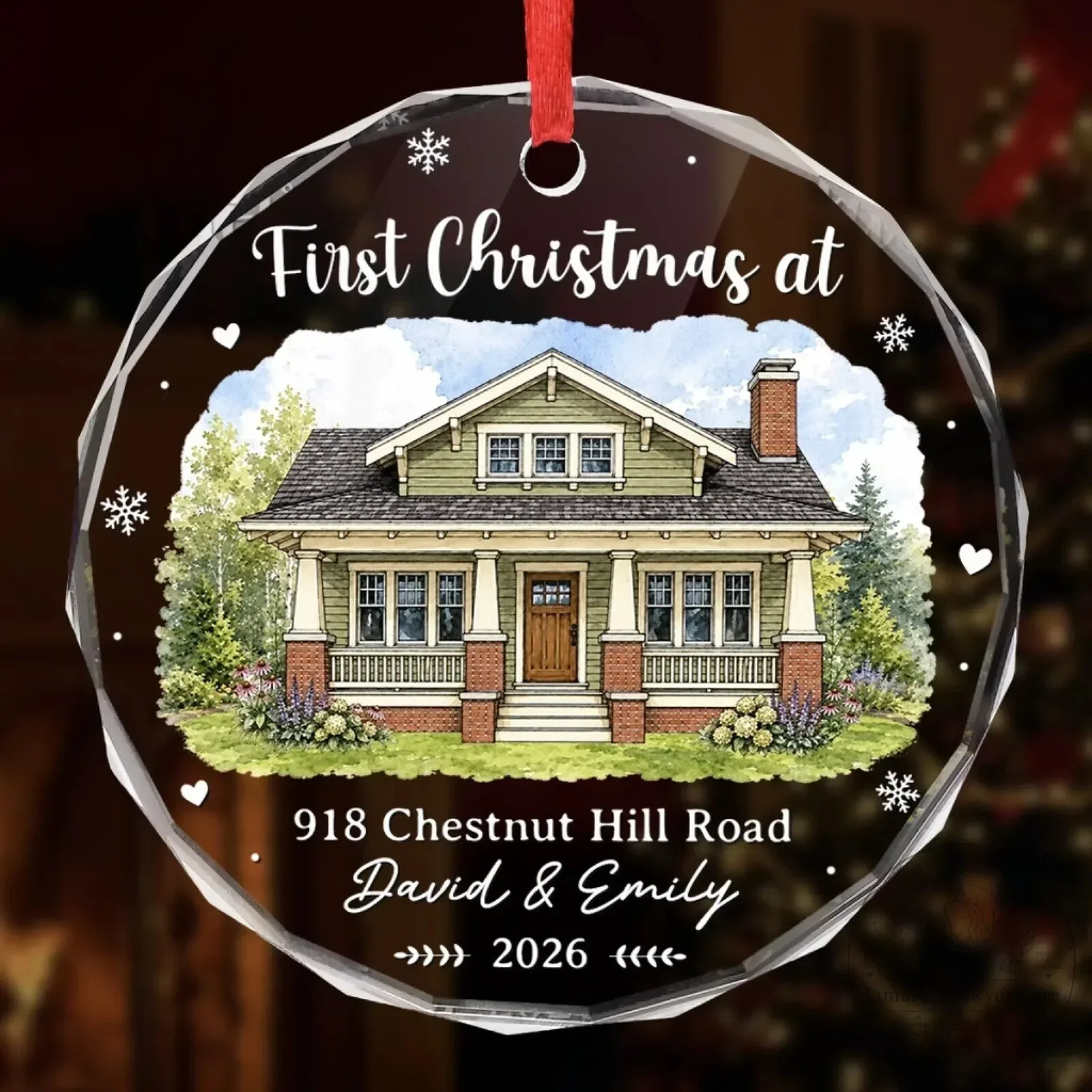 First Christmas At New Home Personalized Round Glass Ornament 7 First Christmas At New Home Personalized Round Glass Ornament