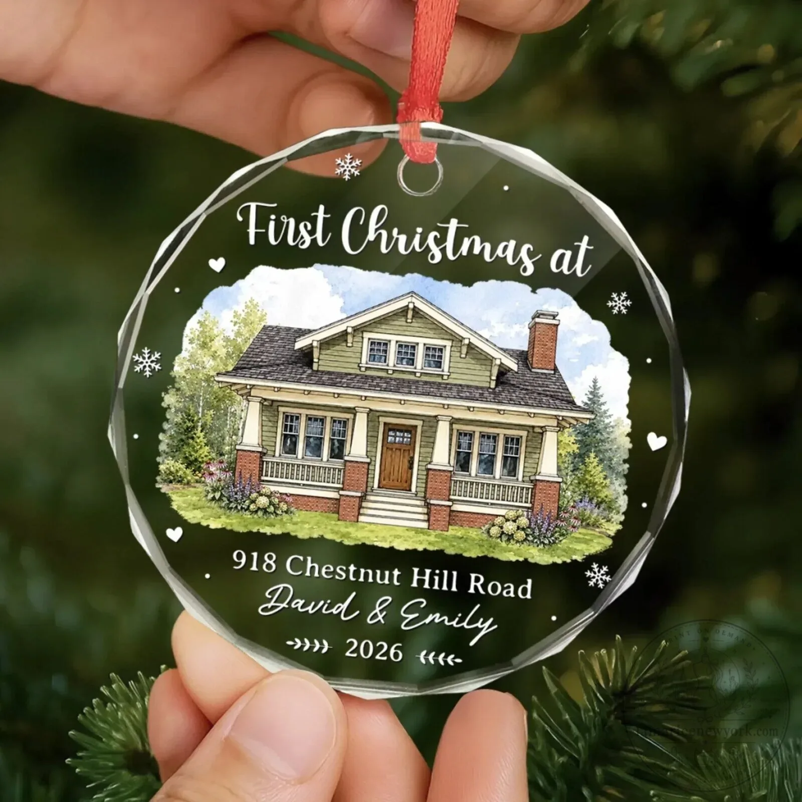 First Christmas At New Home Personalized Round Glass Ornament 8 First Christmas At New Home Personalized Round Glass Ornament