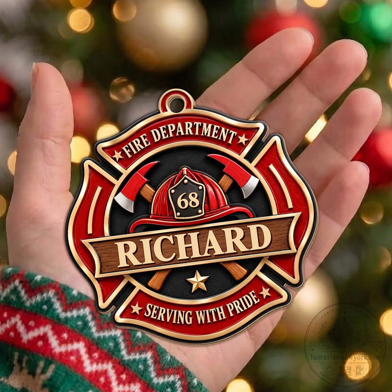 Personalized Fire Department Maltese Cross Serving With Pride Christmas Ornament 13 Personalized Fire Department Maltese Cross Serving With Pride Christmas Ornament