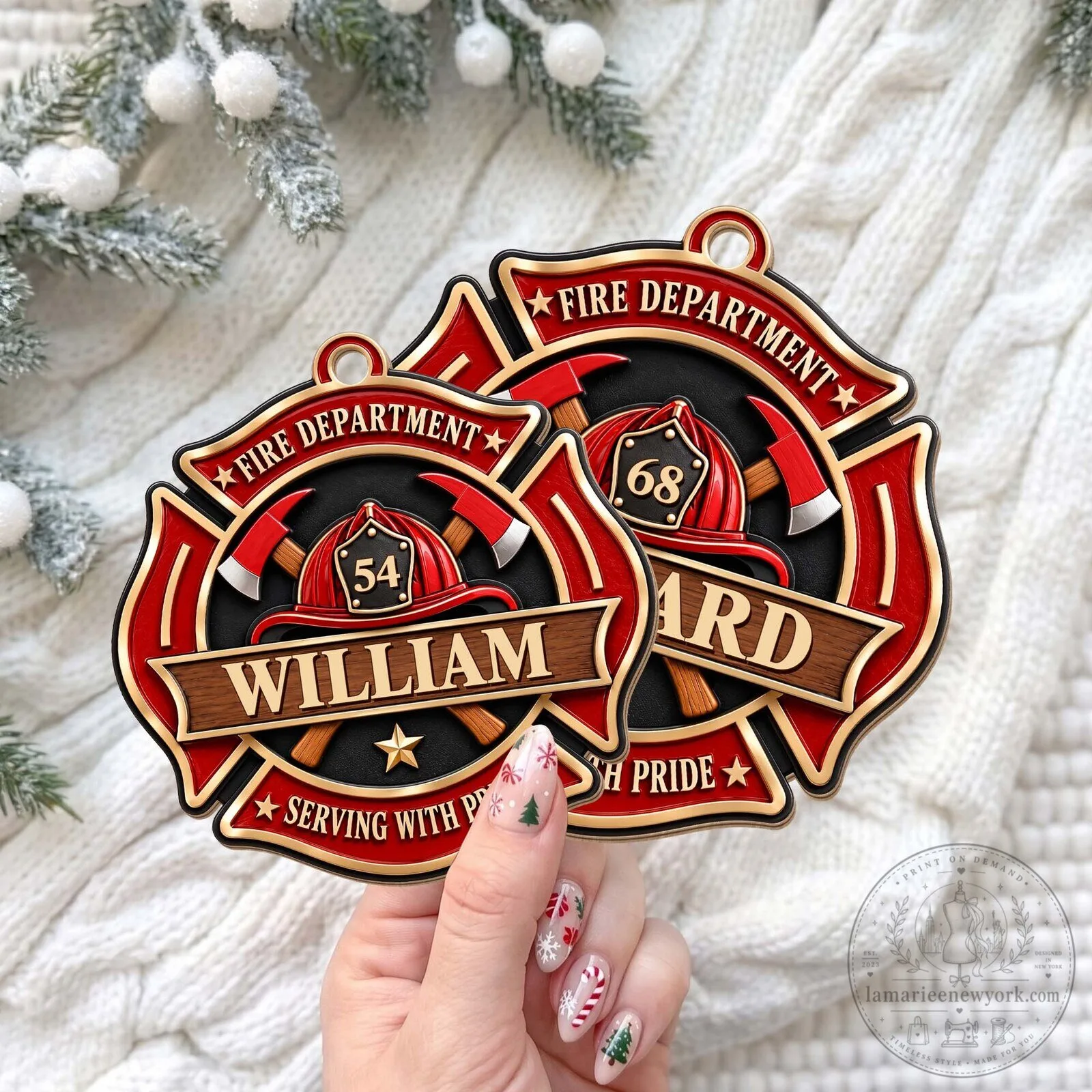 Personalized Fire Department Maltese Cross Serving With Pride Christmas Ornament 14 Personalized Fire Department Maltese Cross Serving With Pride Christmas Ornament
