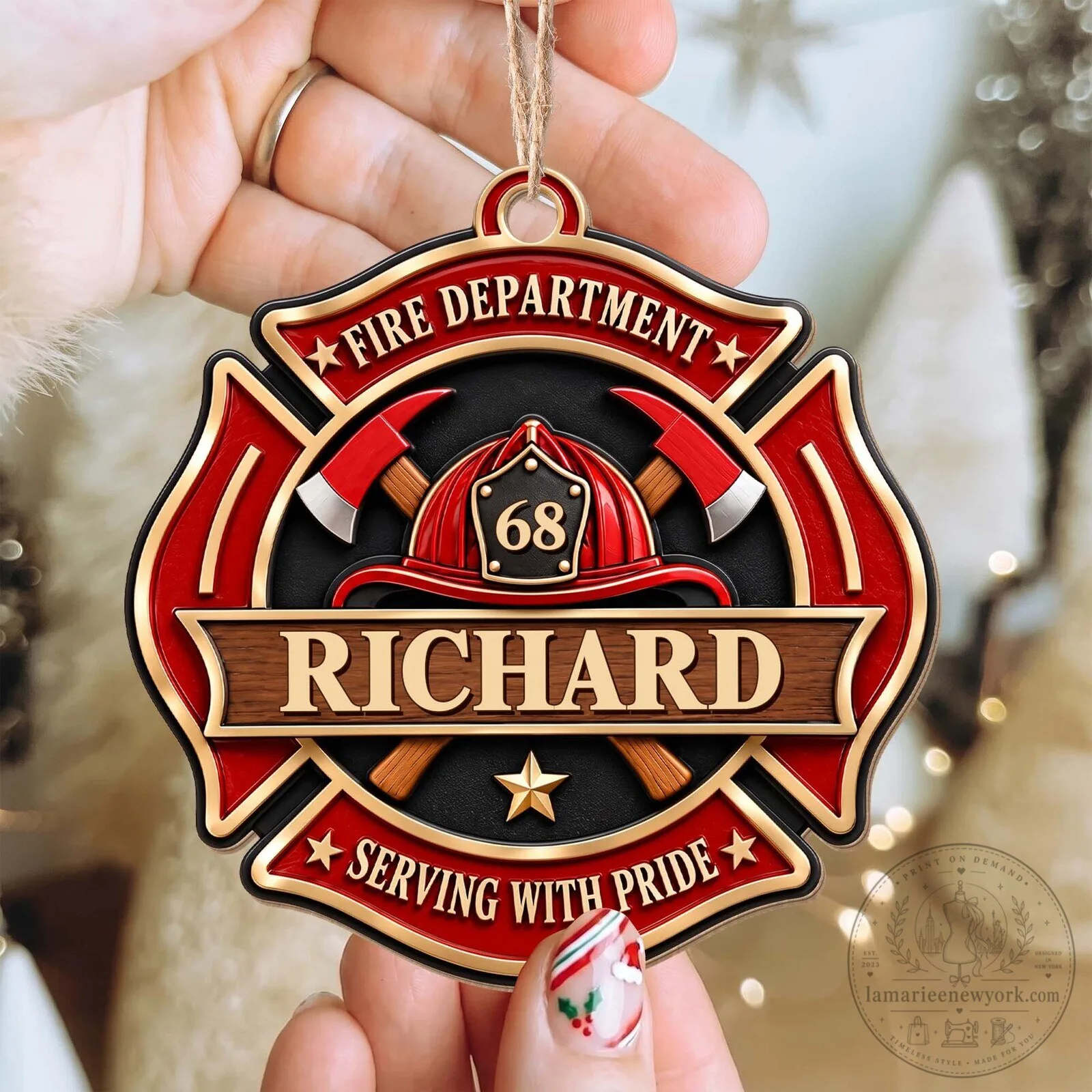 Personalized Fire Department Maltese Cross Serving With Pride Christmas Ornament 15 Personalized Fire Department Maltese Cross Serving With Pride Christmas Ornament