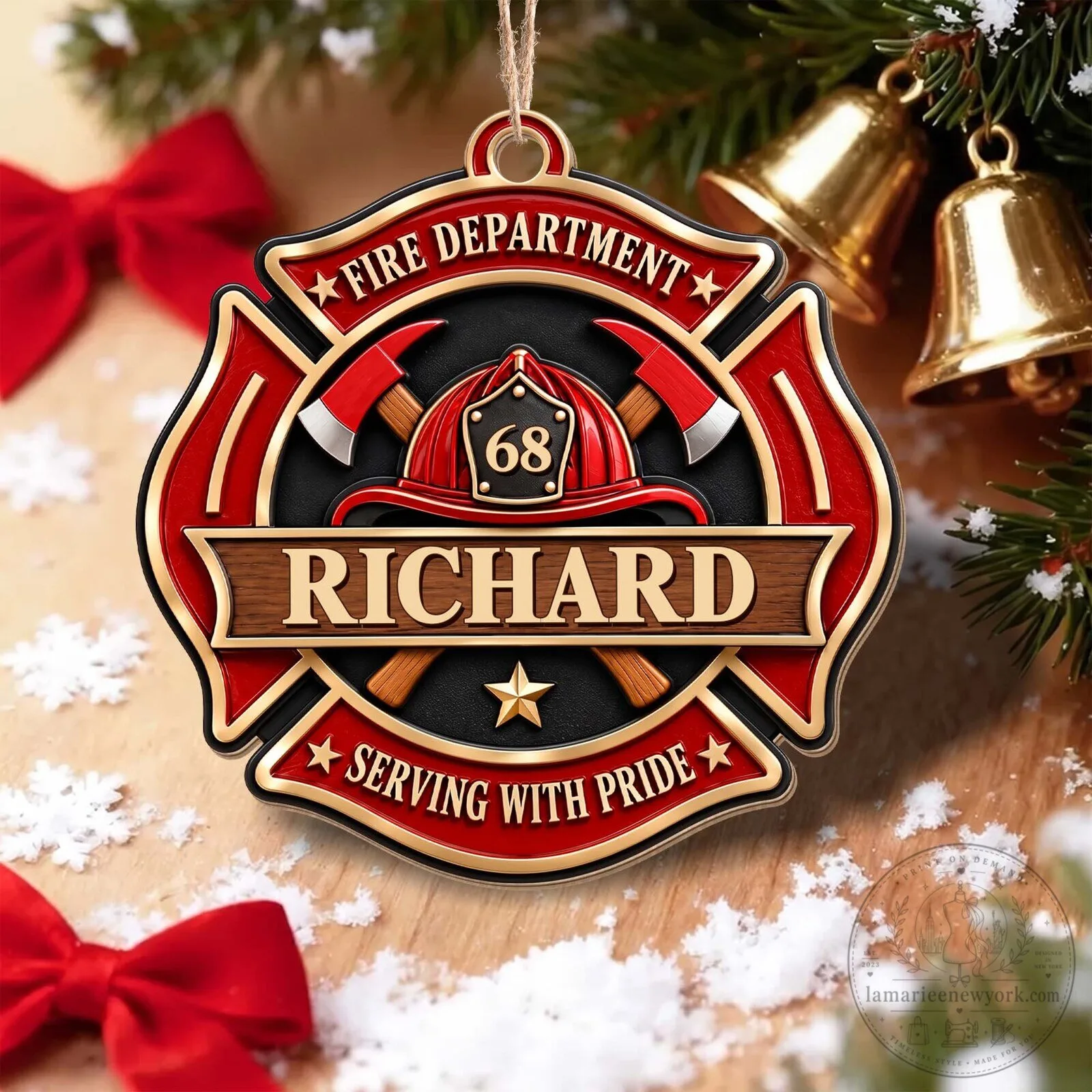 Personalized Fire Department Maltese Cross Serving With Pride Christmas Ornament 16 Personalized Fire Department Maltese Cross Serving With Pride Christmas Ornament