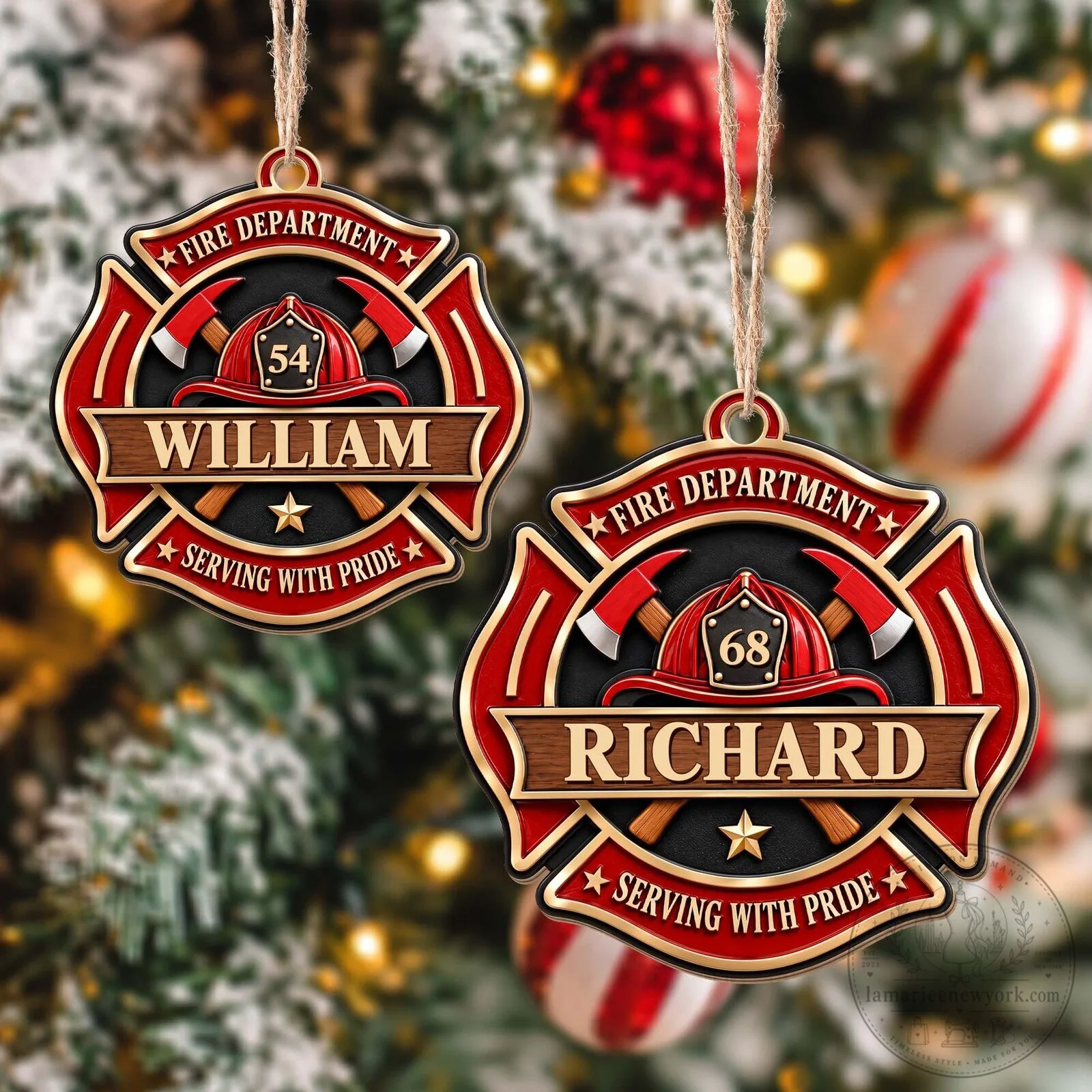 Personalized Fire Department Maltese Cross Serving With Pride Christmas Ornament 17 Personalized Fire Department Maltese Cross Serving With Pride Christmas Ornament