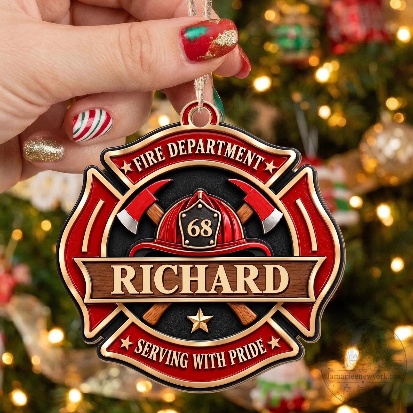 Personalized Fire Department Maltese Cross Serving With Pride Christmas Ornament 19 Personalized Fire Department Maltese Cross Serving With Pride Christmas Ornament