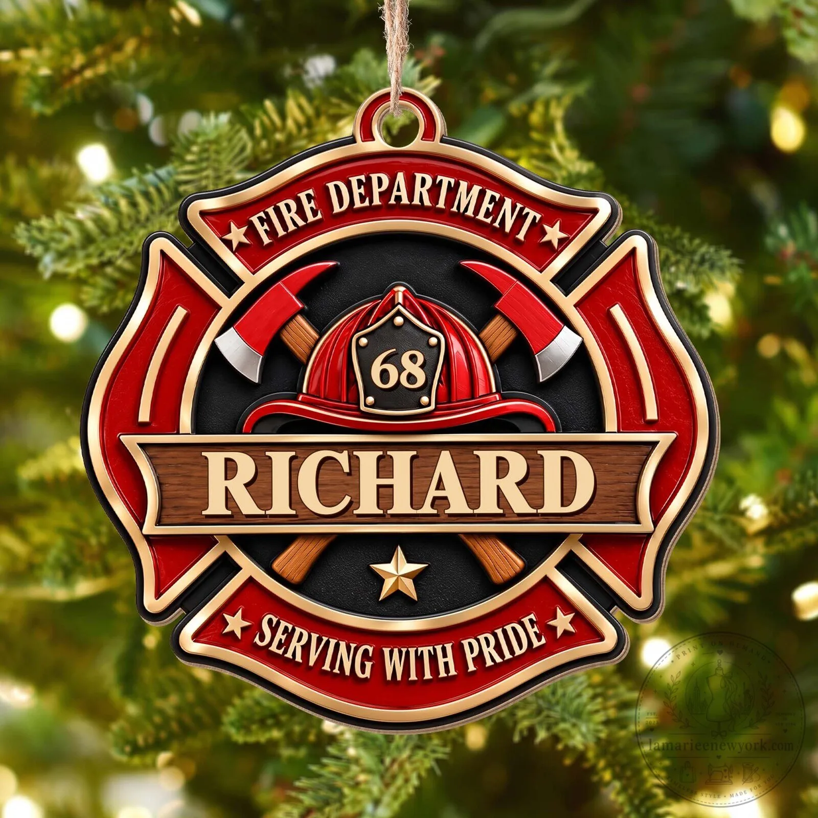 Personalized Fire Department Maltese Cross Serving With Pride Christmas Ornament 20 Personalized Fire Department Maltese Cross Serving With Pride Christmas Ornament